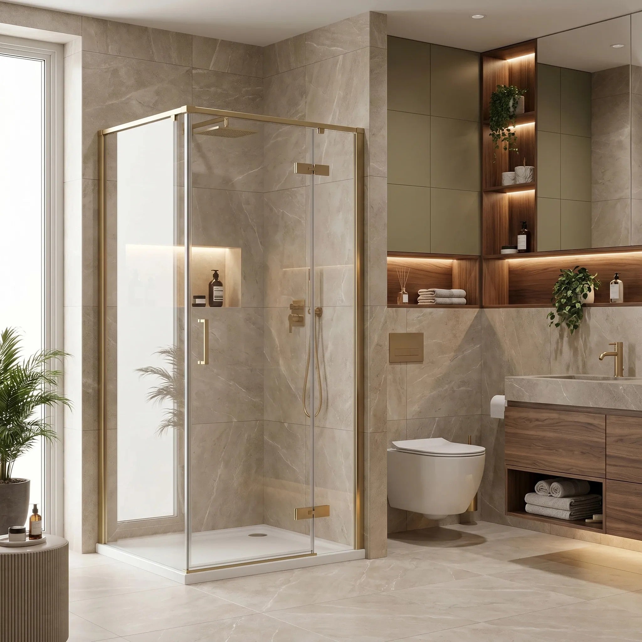 Zuhanykabin Rea Bruno 90x90 Brush Gold 3