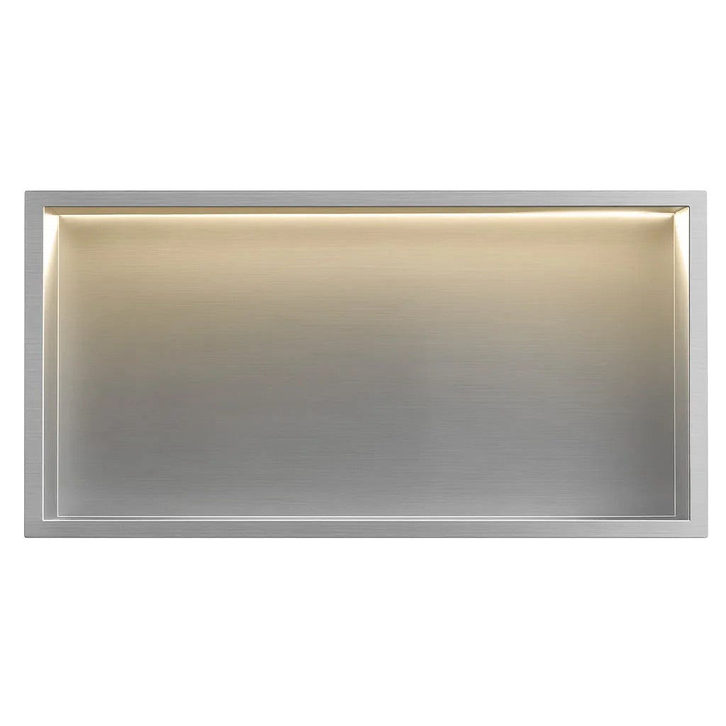 Süllyesztett Fürdőszobai Polc LED 30x60 Steel Brush 3