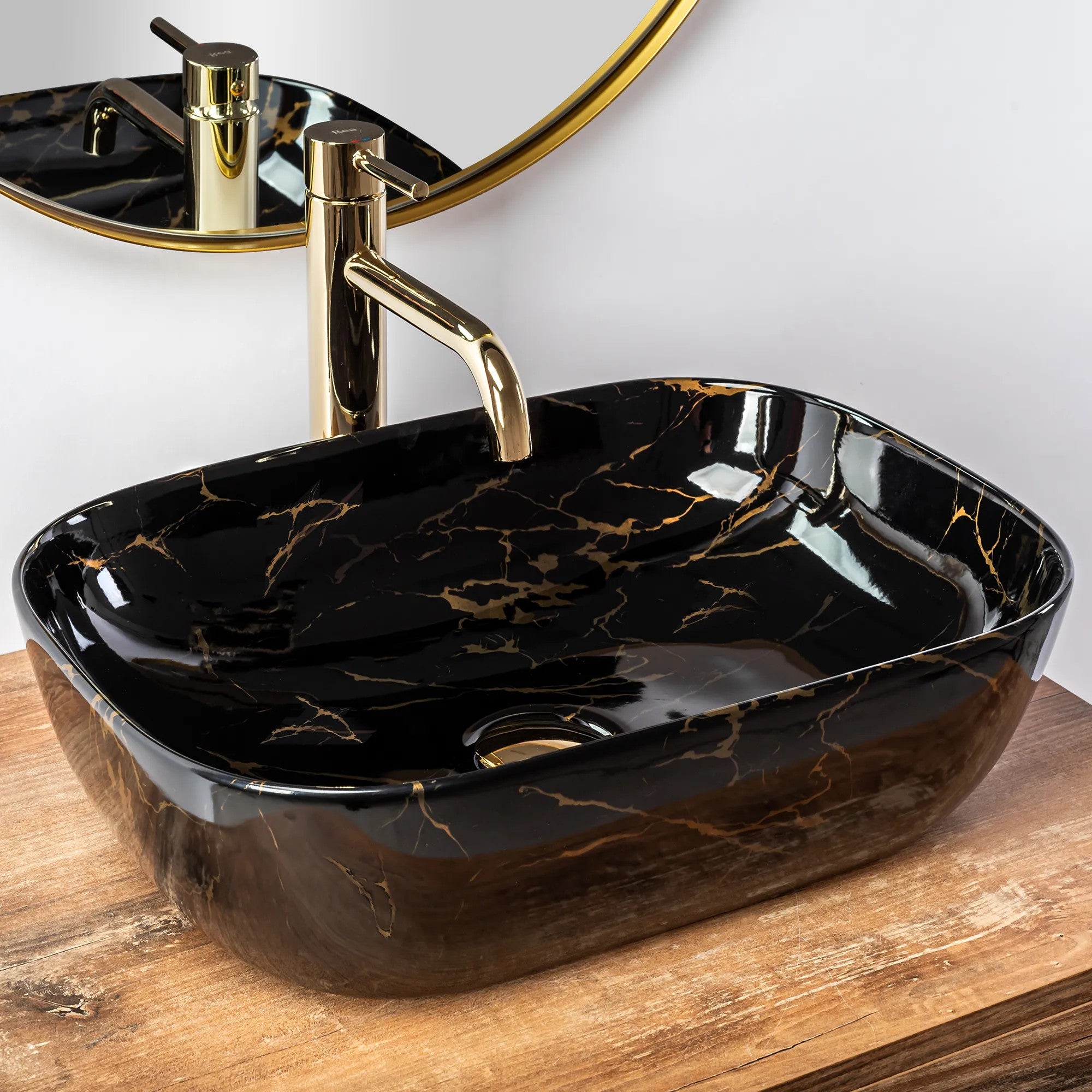 Pultos Mosdó Rea Belinda Black Marble Shiny 3