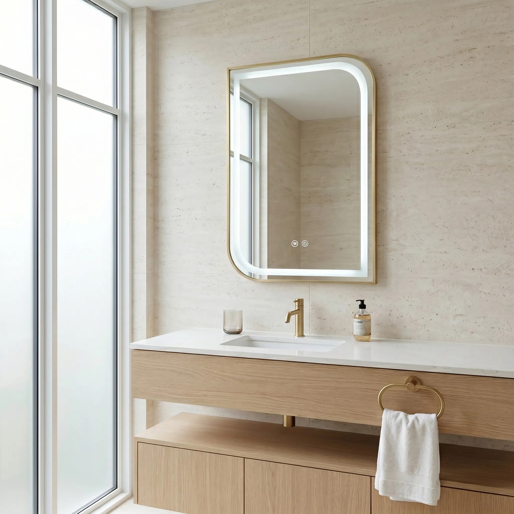 LED Tükör ZONE 70X50 BRUSH GOLD 3
