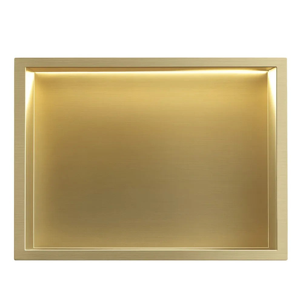 Süllyesztett Fürdőszobai Polc LED 30x45 Brush Gold 3
