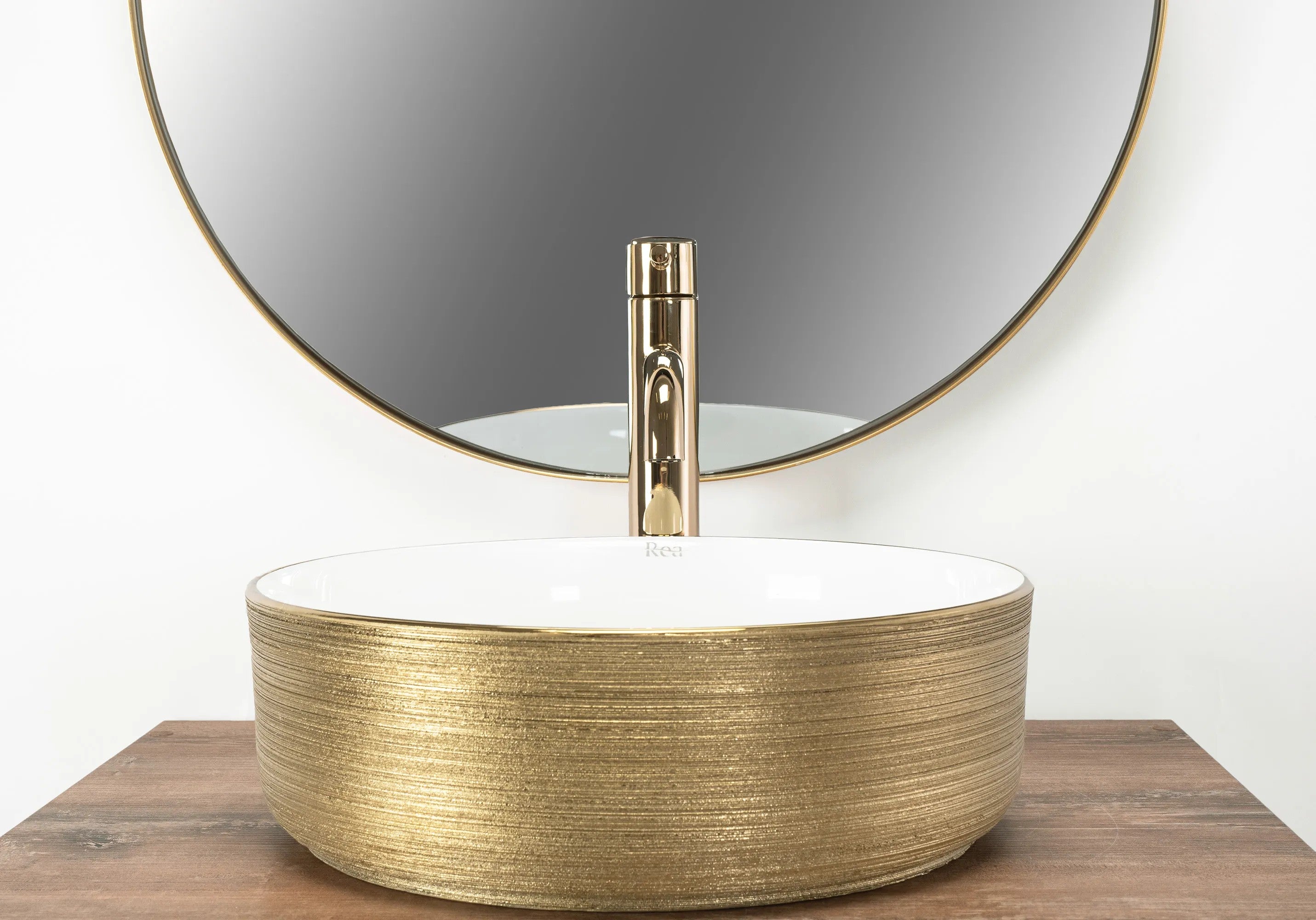 Pultos Mosdó Rea Sami White Brush Gold 3
