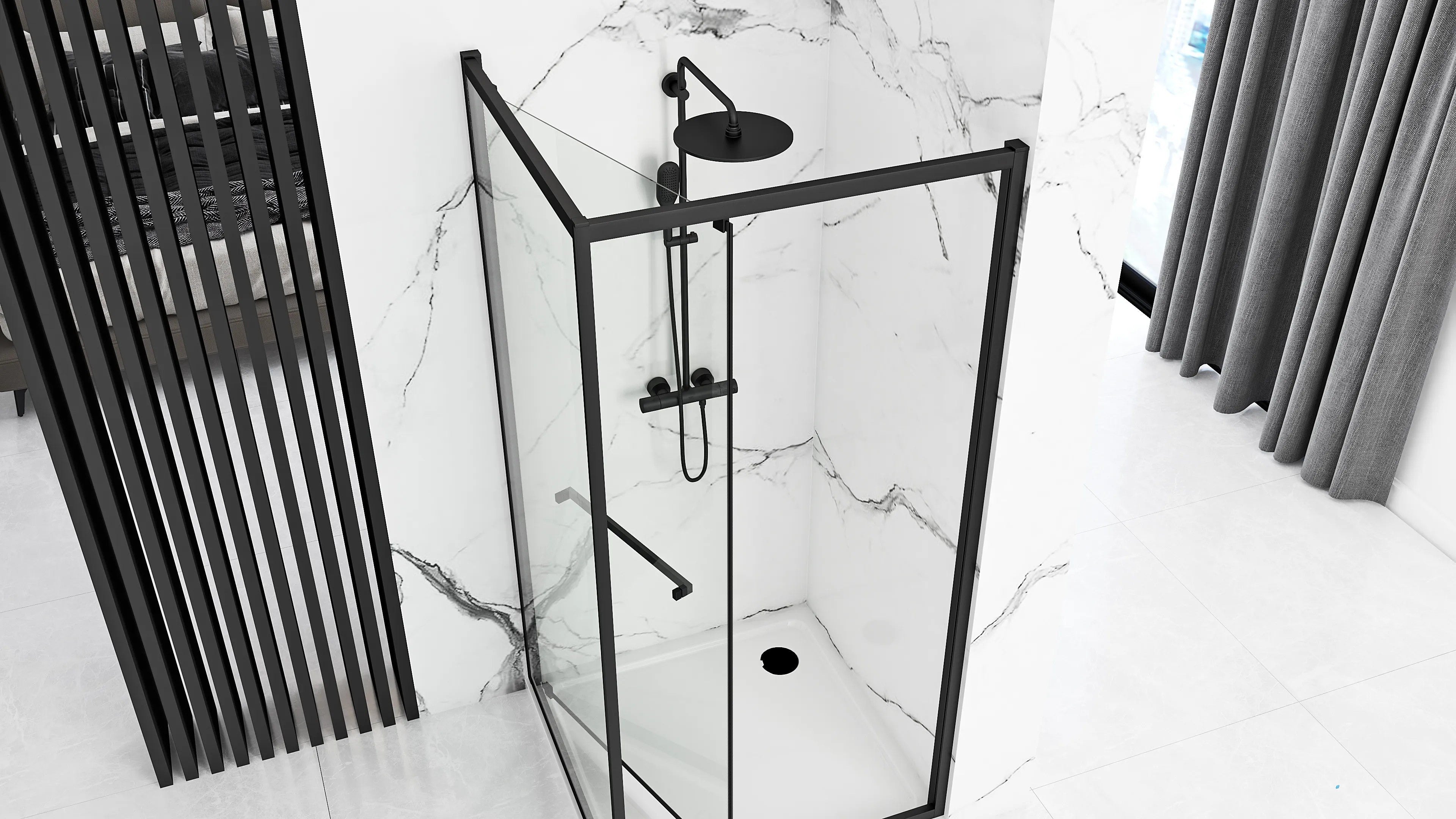Zuhanykabin Rea Space In Black 80x100 Zuhanytálca Nélkül 3