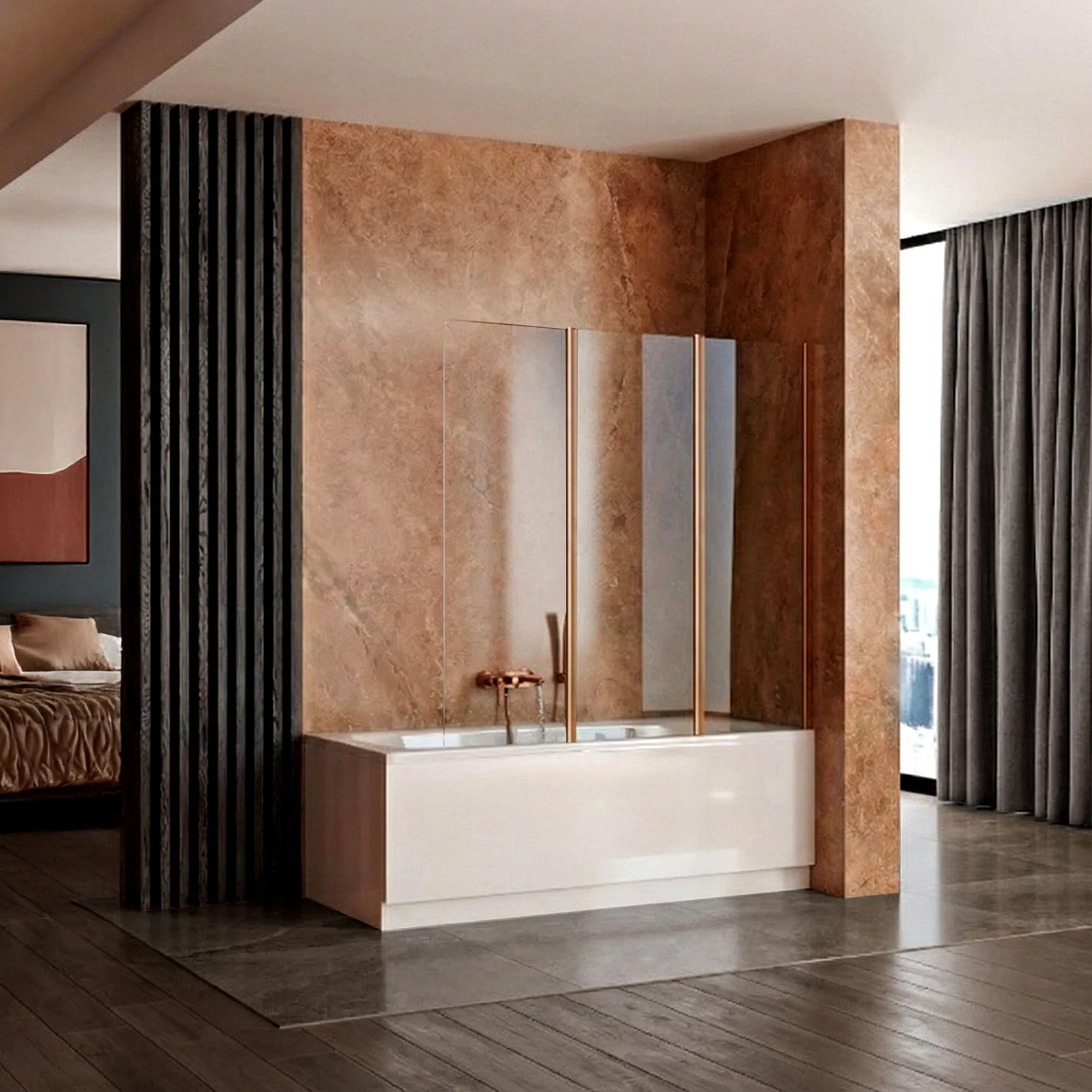 Fürdőkádparaván Rea Agat-3 120cm Brush Copper 3