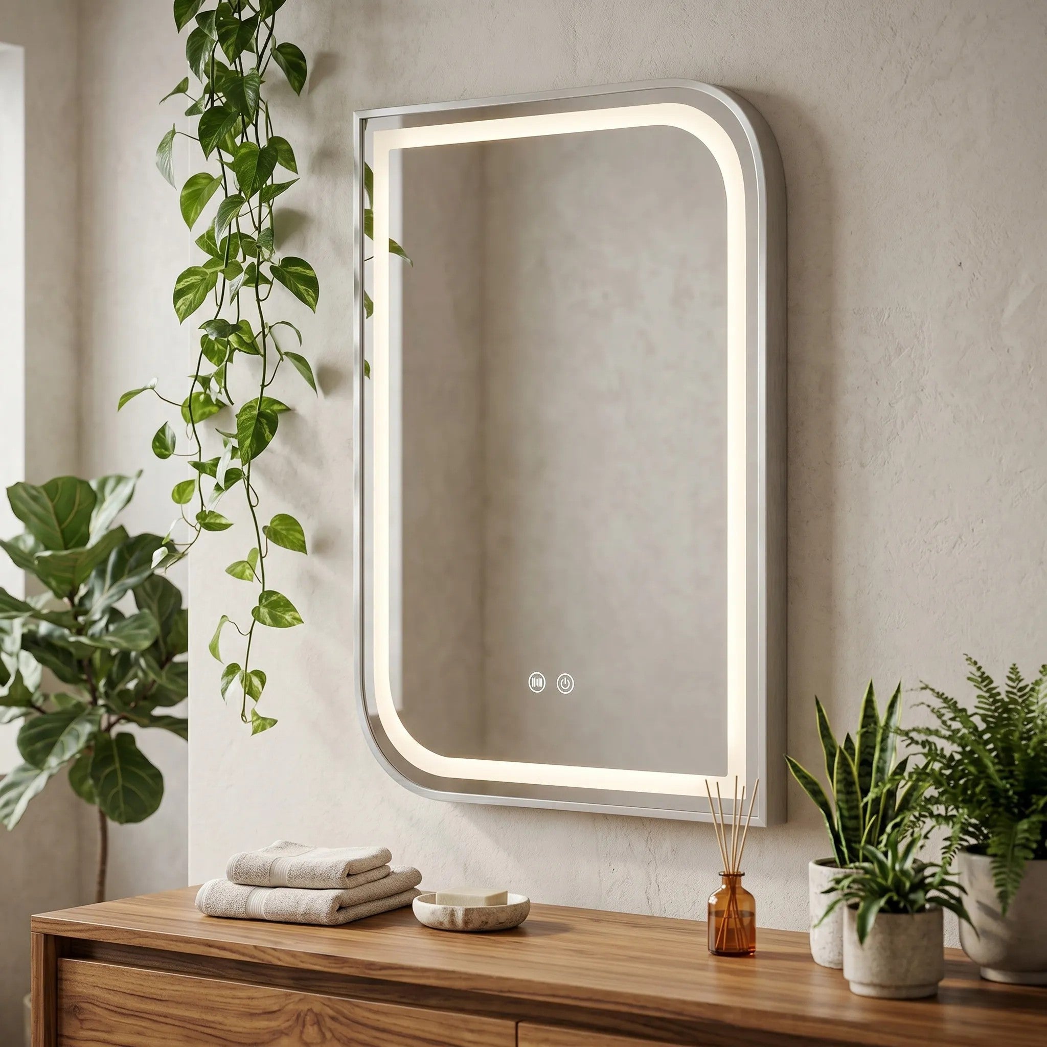 LED Tükör ZONE 80x60 BRUSH NICKEL 3