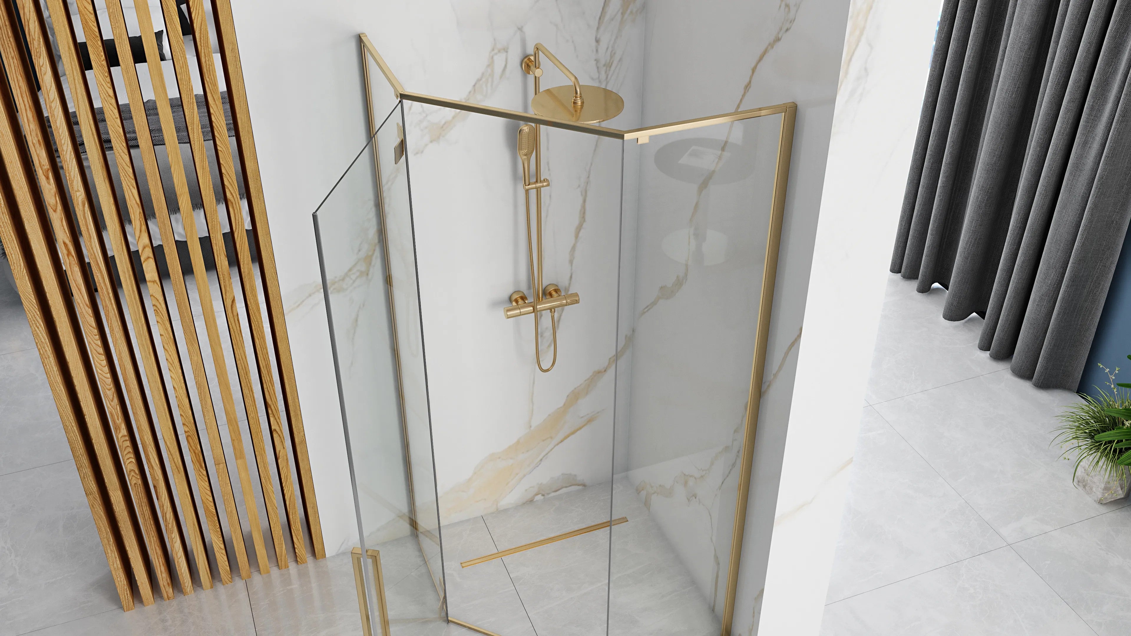 Zuhanykabin DIAMOND GOLD 90x90 Zuhanytálca Nélkül 3