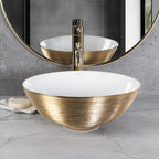 Pultos Mosdókagyló REA STELLA Gold Brush / White 3