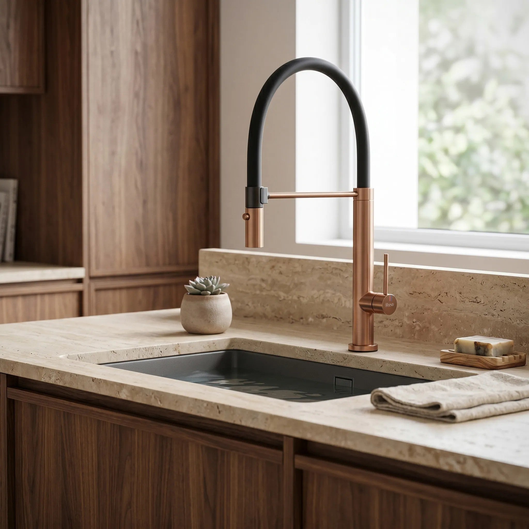 Konyhai Csaptelep Rea Viera Copper Brush 3