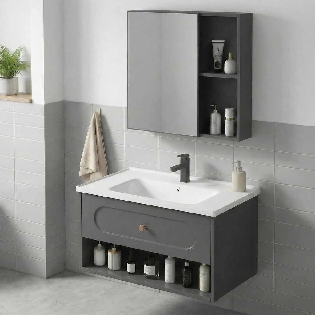 Fürdőszobabútor Szett Mosdóval River 60cm Grey 3