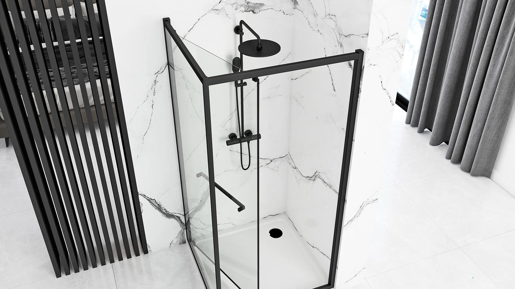 Zuhanykabin Rea Space In Black 80x100 Fehér Savoy Zuhanytálcával 3