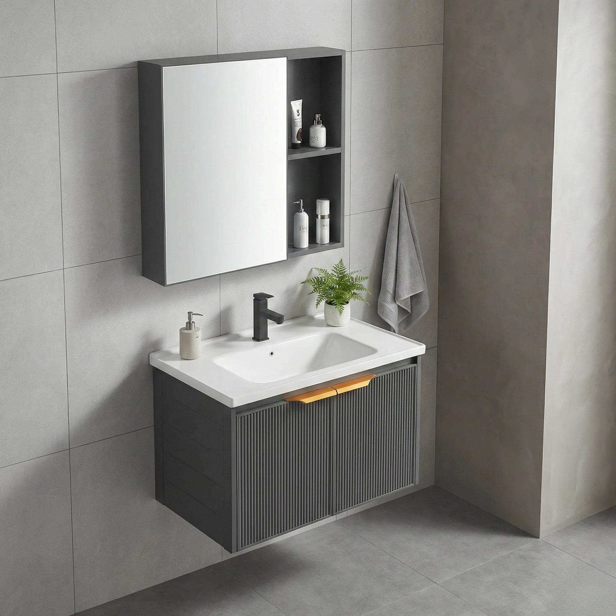 Fürdőszobabútor Szett Mosdóval Mario 60cm Grey 3