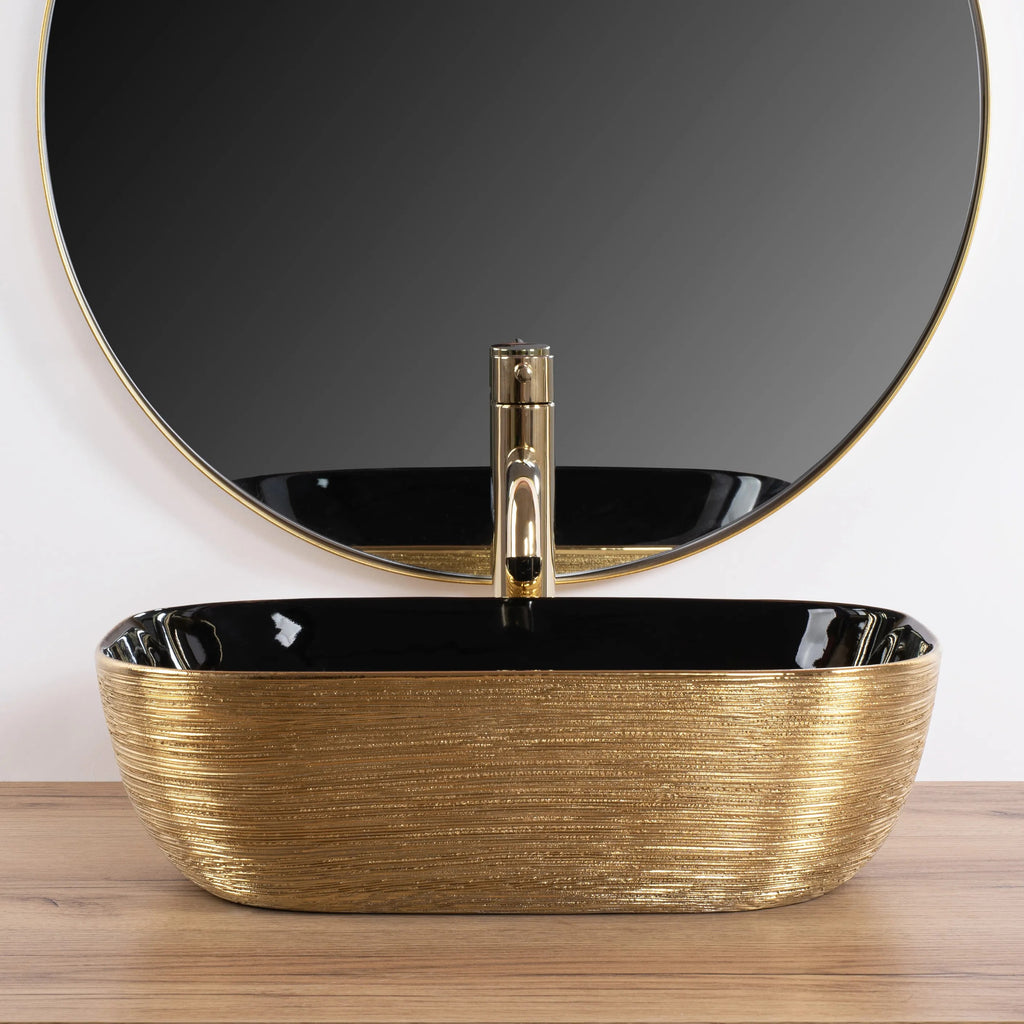 Pultos Mosdókagyló Rea Belinda BLACK BRUSH GOLD 3