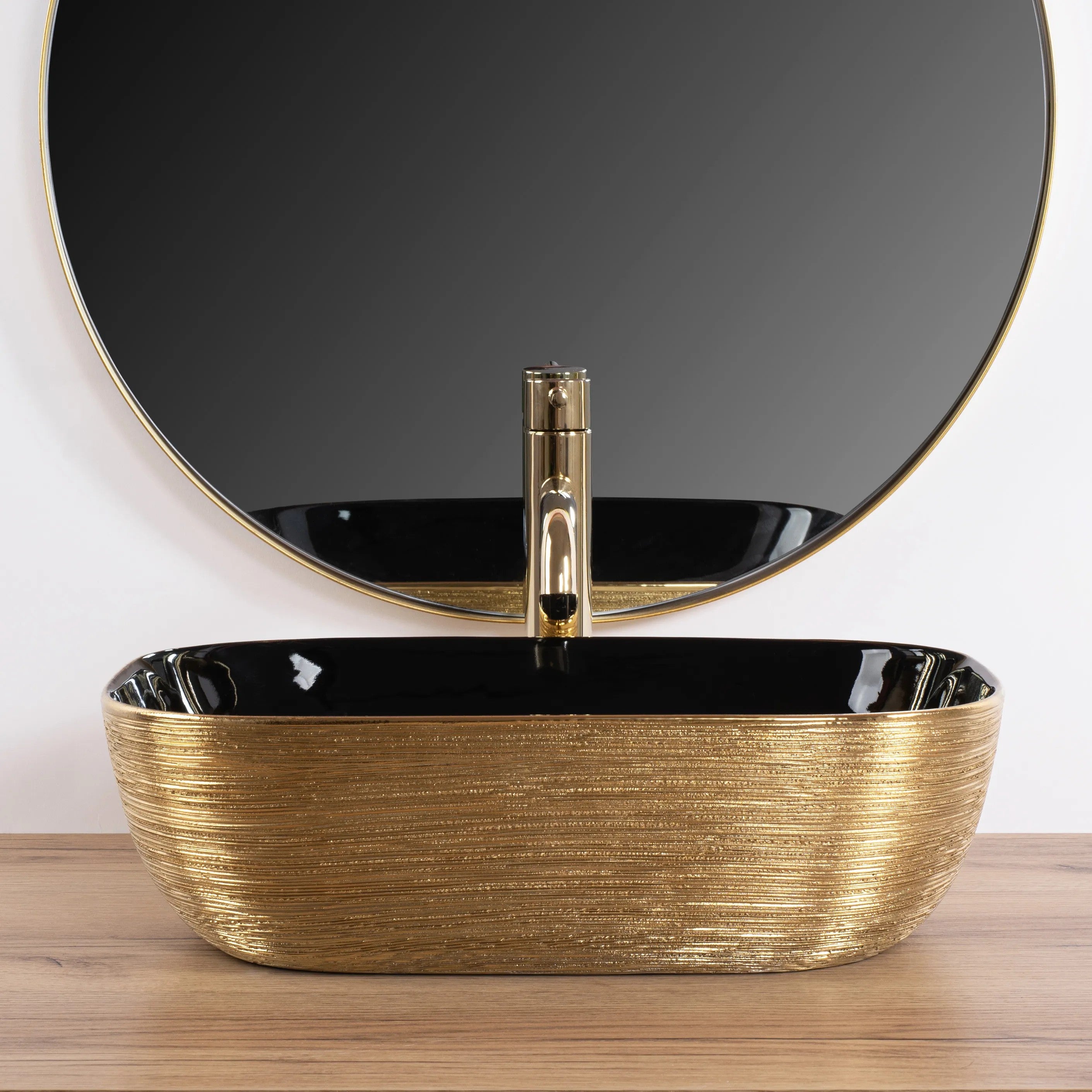 Pultos Mosdókagyló Rea Belinda BLACK BRUSH GOLD 3