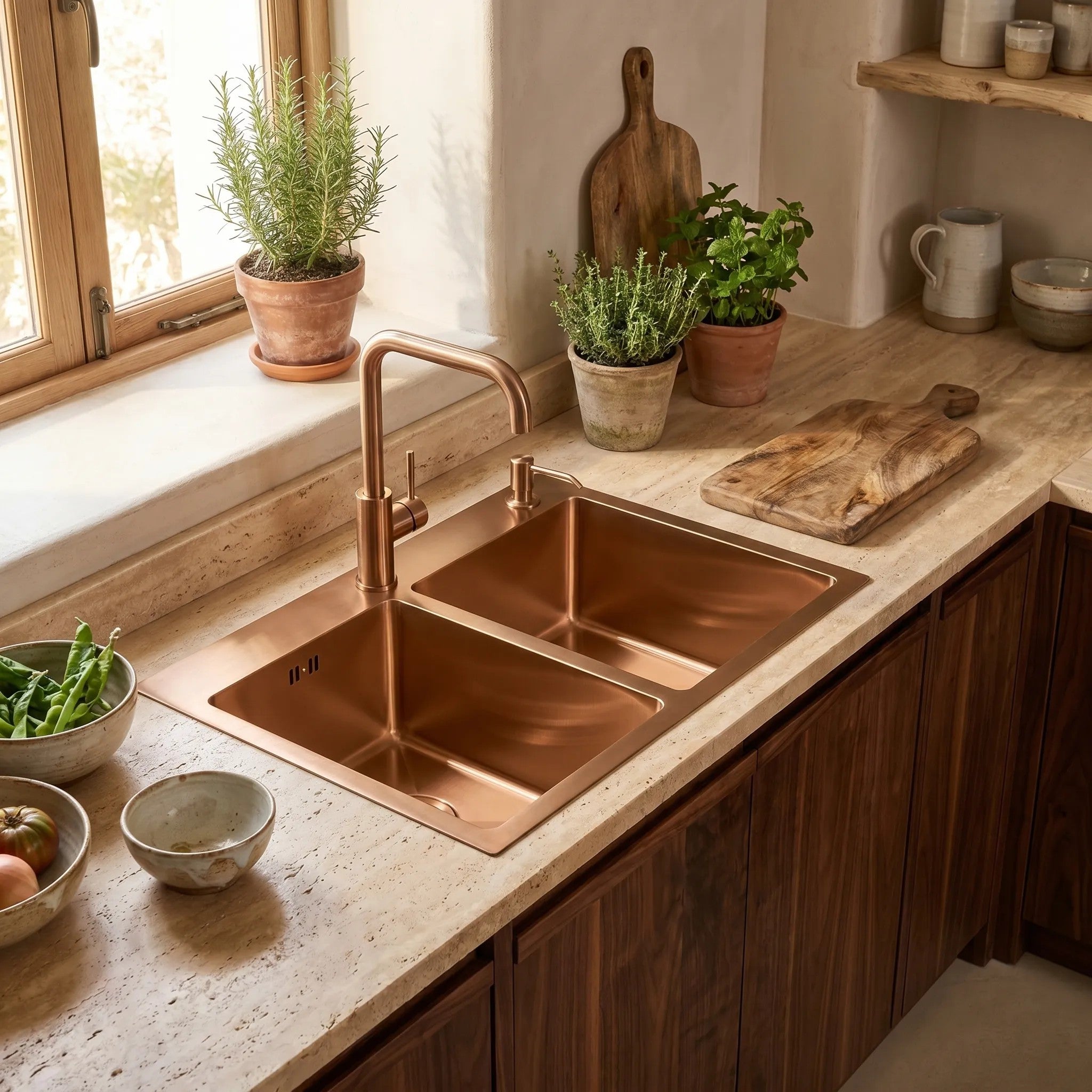 Acél Mosogatótálca Toby BRUSH COPPER Konyhai Csaptelep Nélkül 4