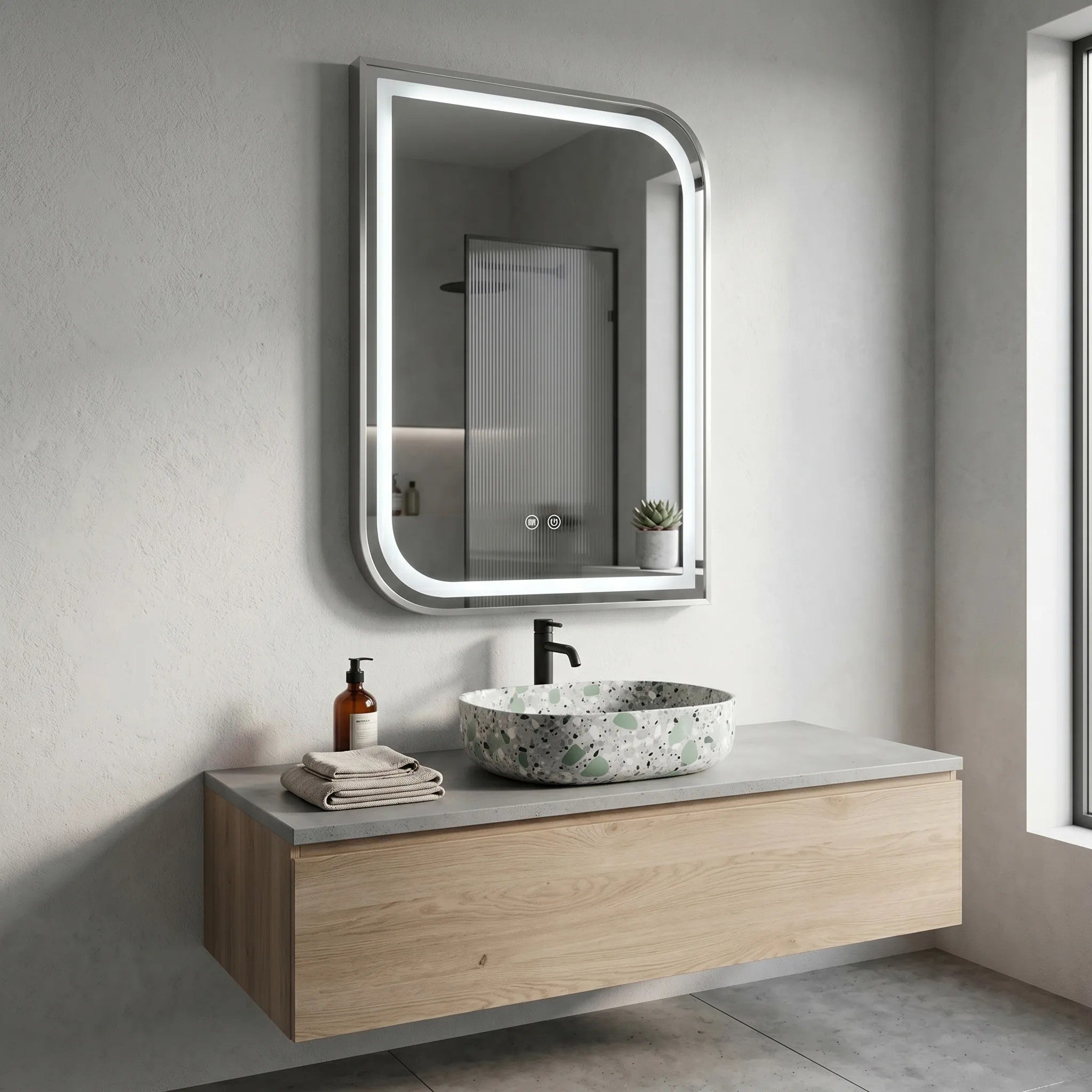 LED Tükör ZONE 80x60 BRUSH NICKEL 4