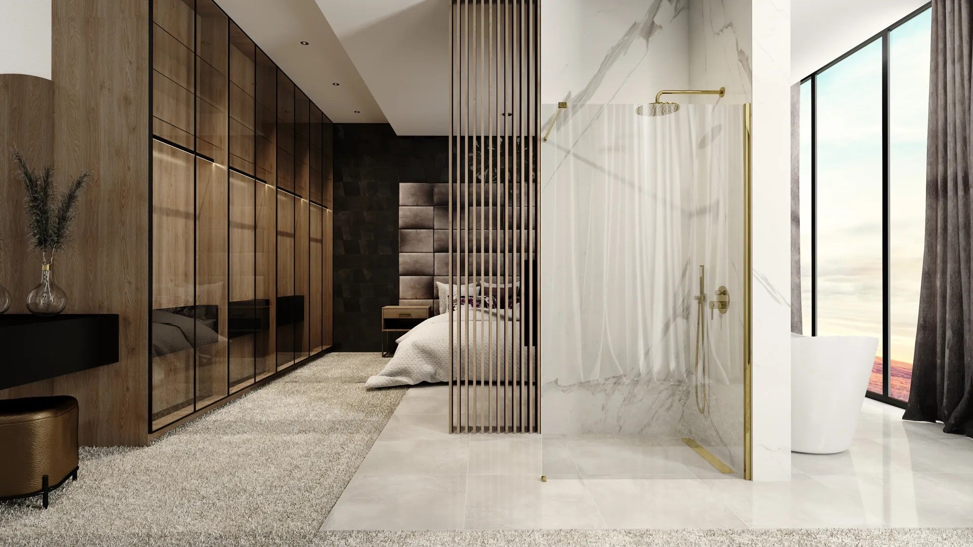 Zuhanyfal Rea Aero Gold 110 Walk In 4
