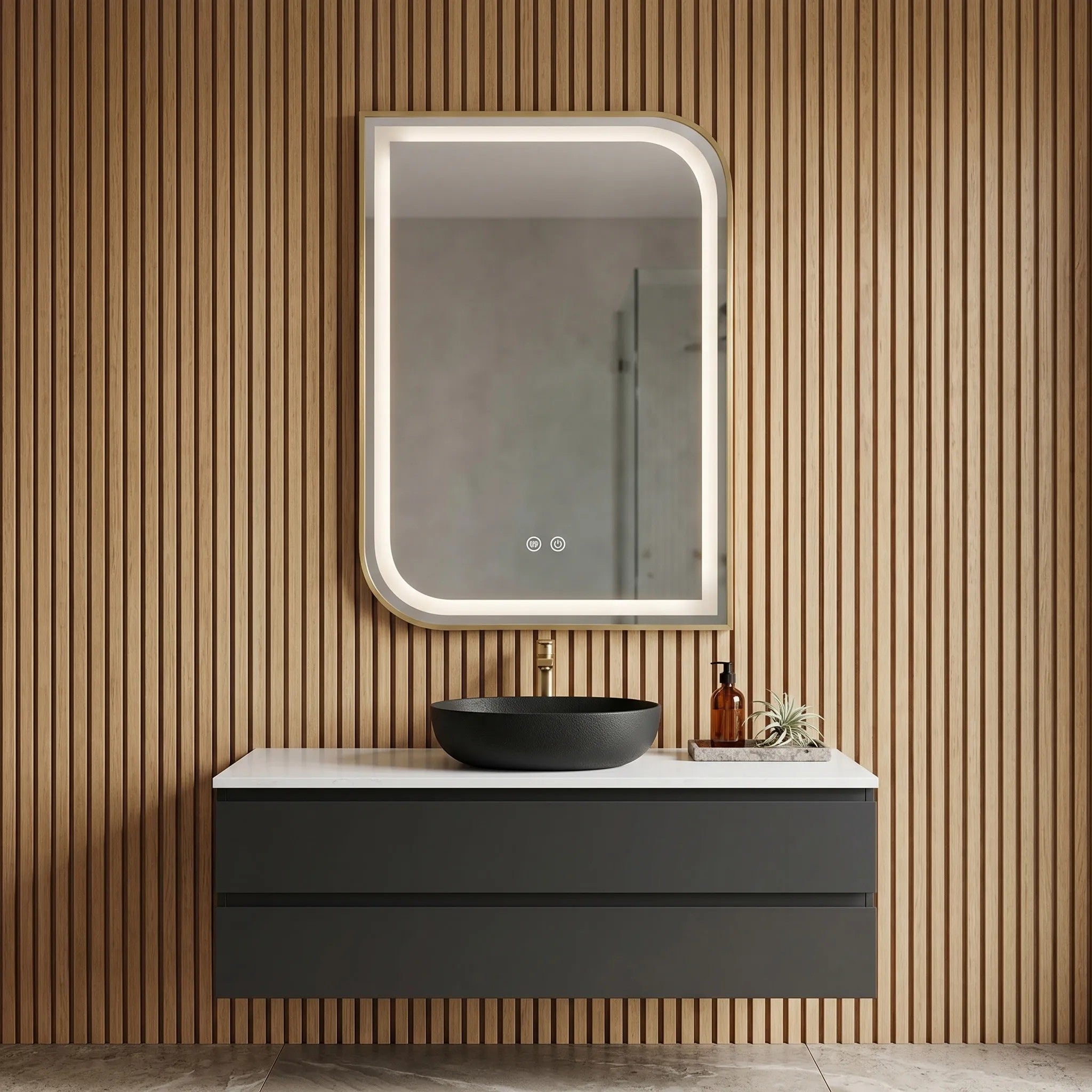LED Tükör ZONE 70X50 BRUSH GOLD 4