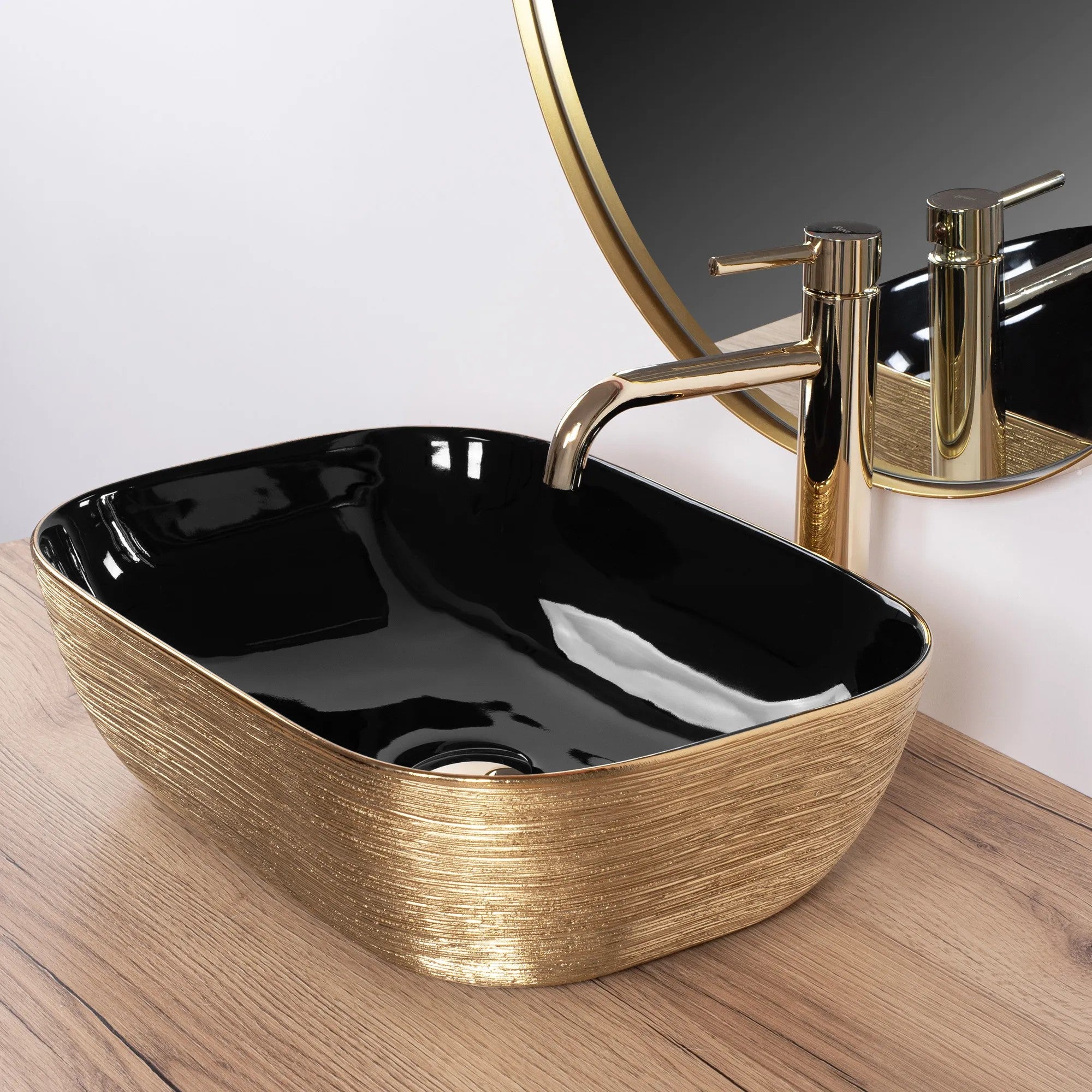 Pultos Mosdókagyló Rea Belinda BLACK BRUSH GOLD 4