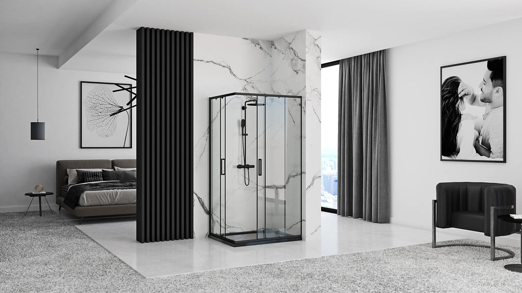 Zuhanykabin Rea Punto Black 80x100 Fehér Savoy Zuhanytálcával 4