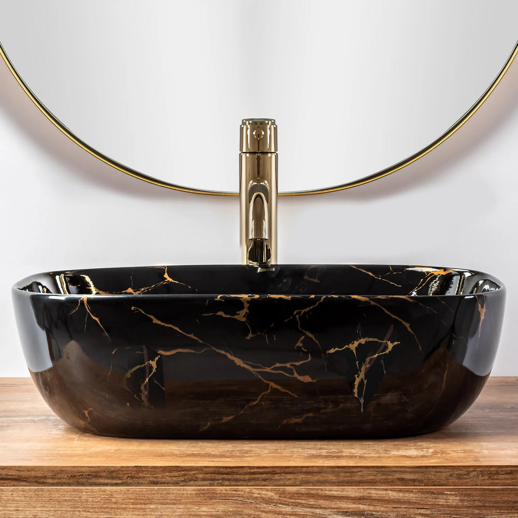 Pultos Mosdó Rea Belinda Black Marble Shiny 4