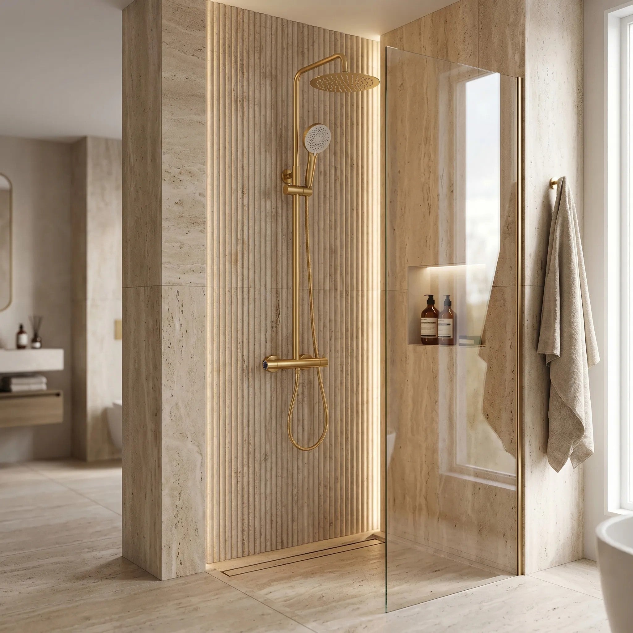 Termosztátos Zuhanyszett Drop Brush Gold 4