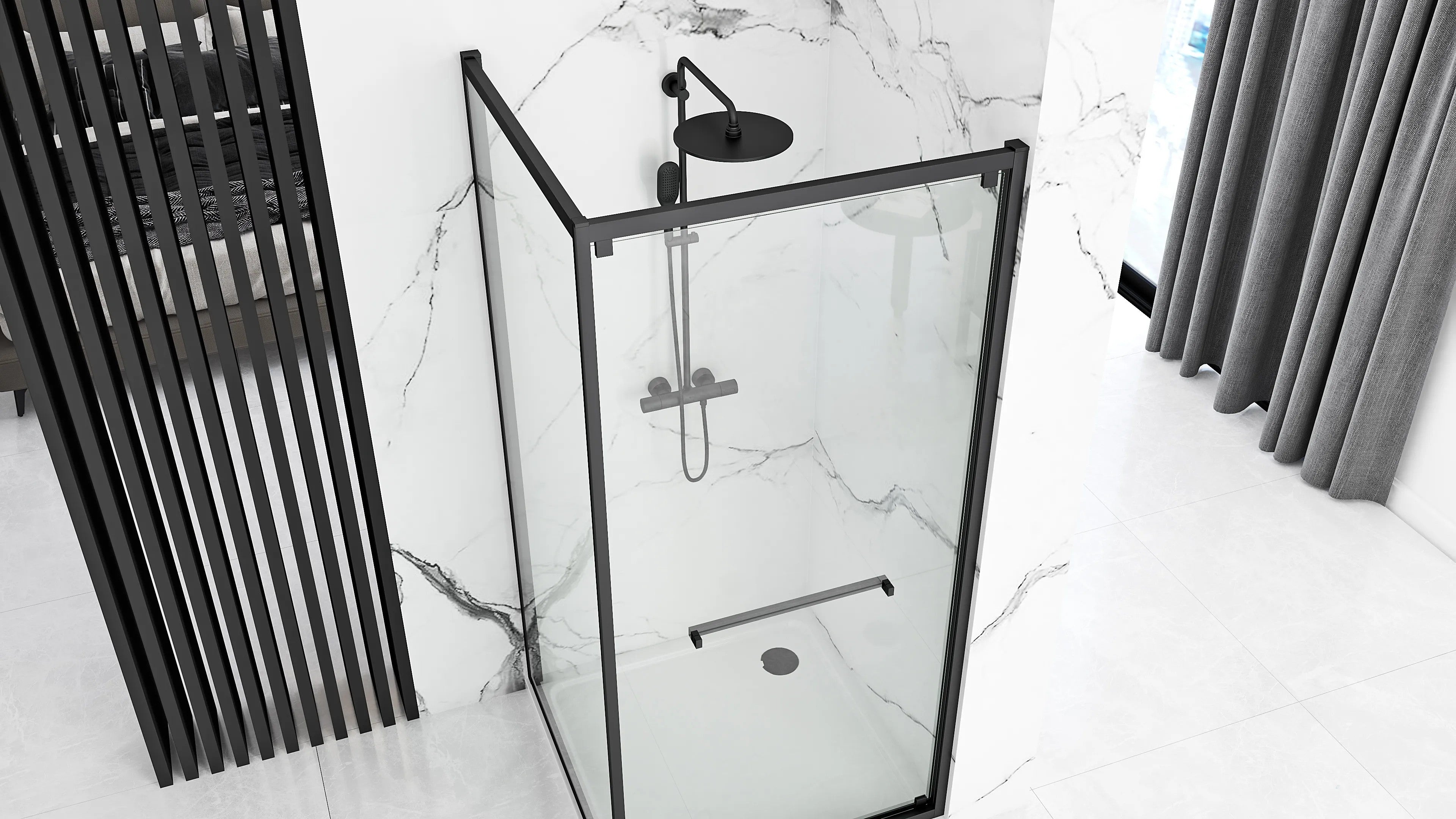 Zuhanykabin Rea Space In Black 80x100 Fehér Savoy Zuhanytálcával 4