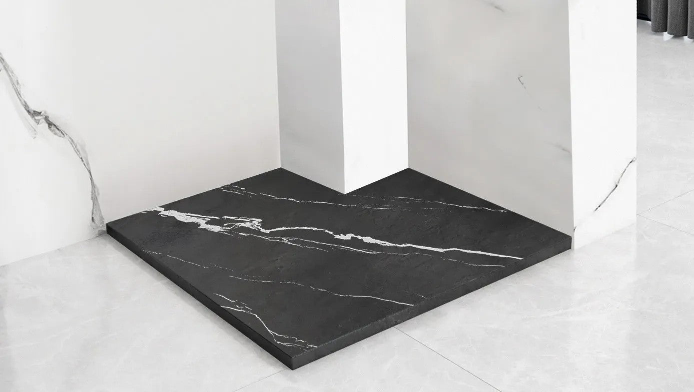 Zuhanytálca Bazalt CARRARA BLACK 90x90 4