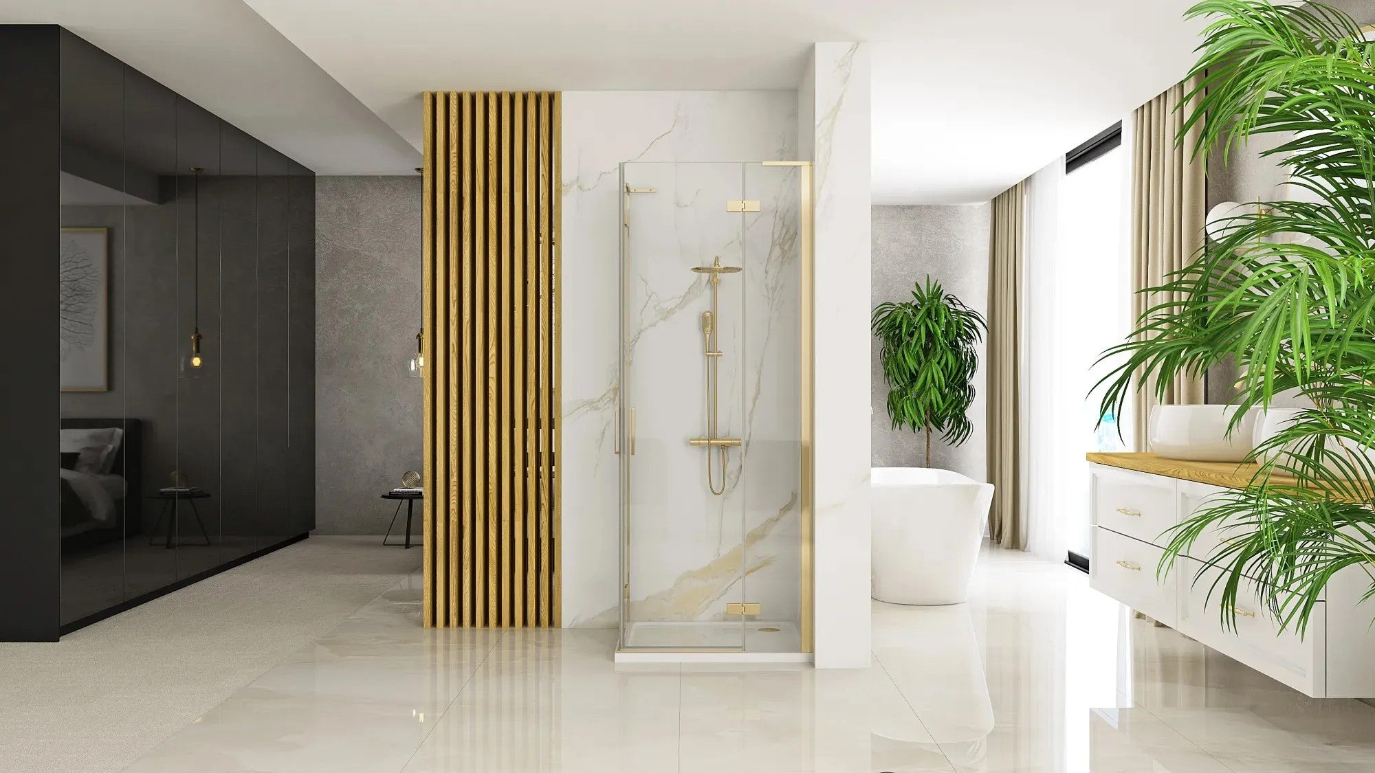Zuhanykabin REA Hugo 80x80 Gold Brush 4