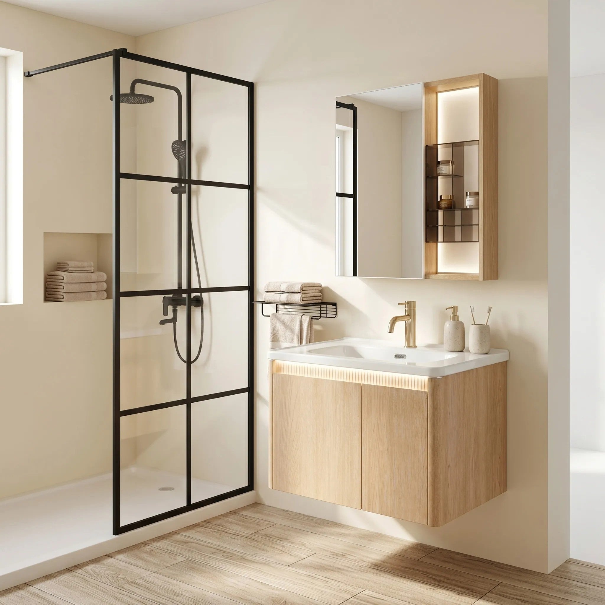 Fürdőszobabútor Szett Mosdóval DE07-70 Oak 70CM 4