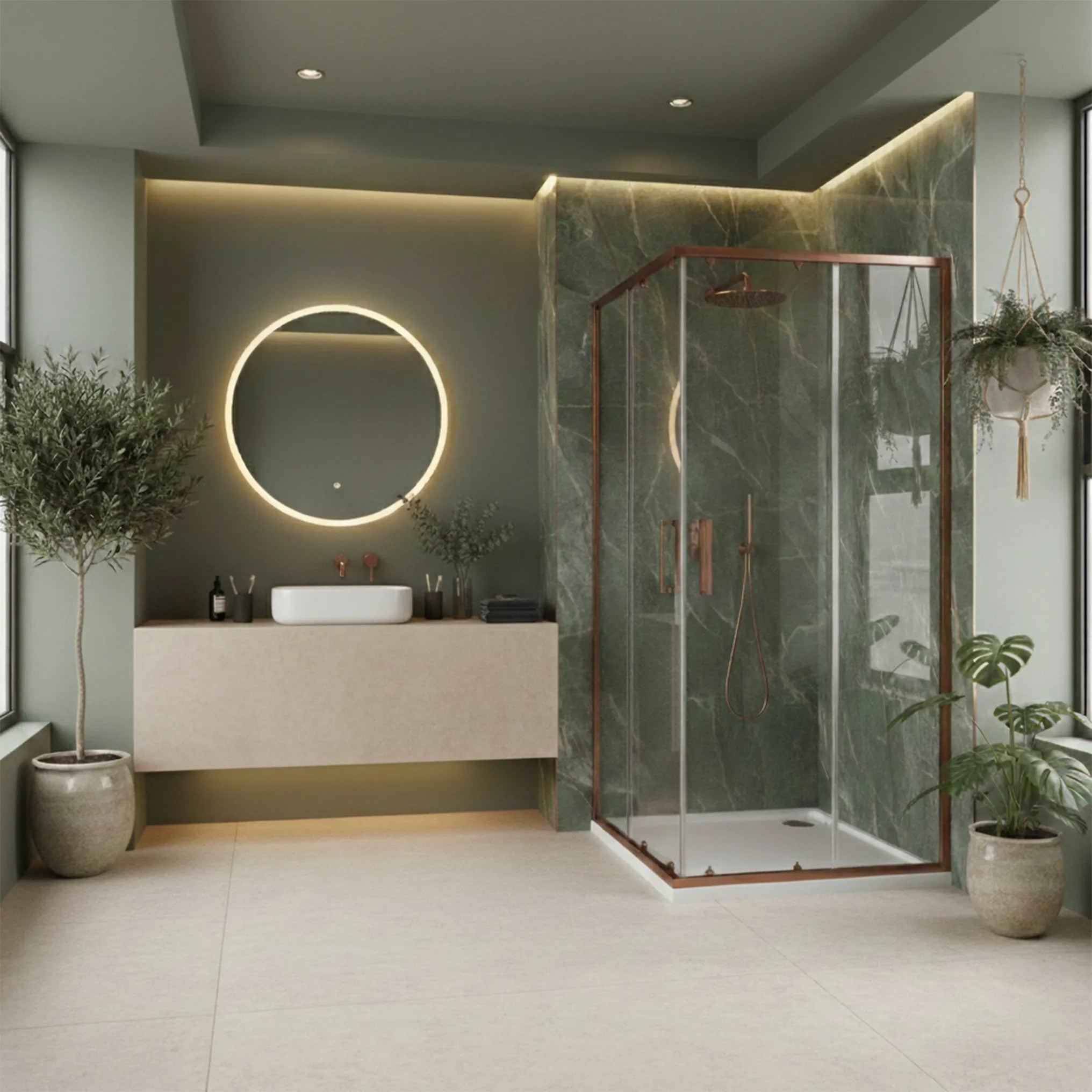 Zuhanykabin Rea City 80x80 Copper Brush Fehér Savoy Zuhanytálcával 4