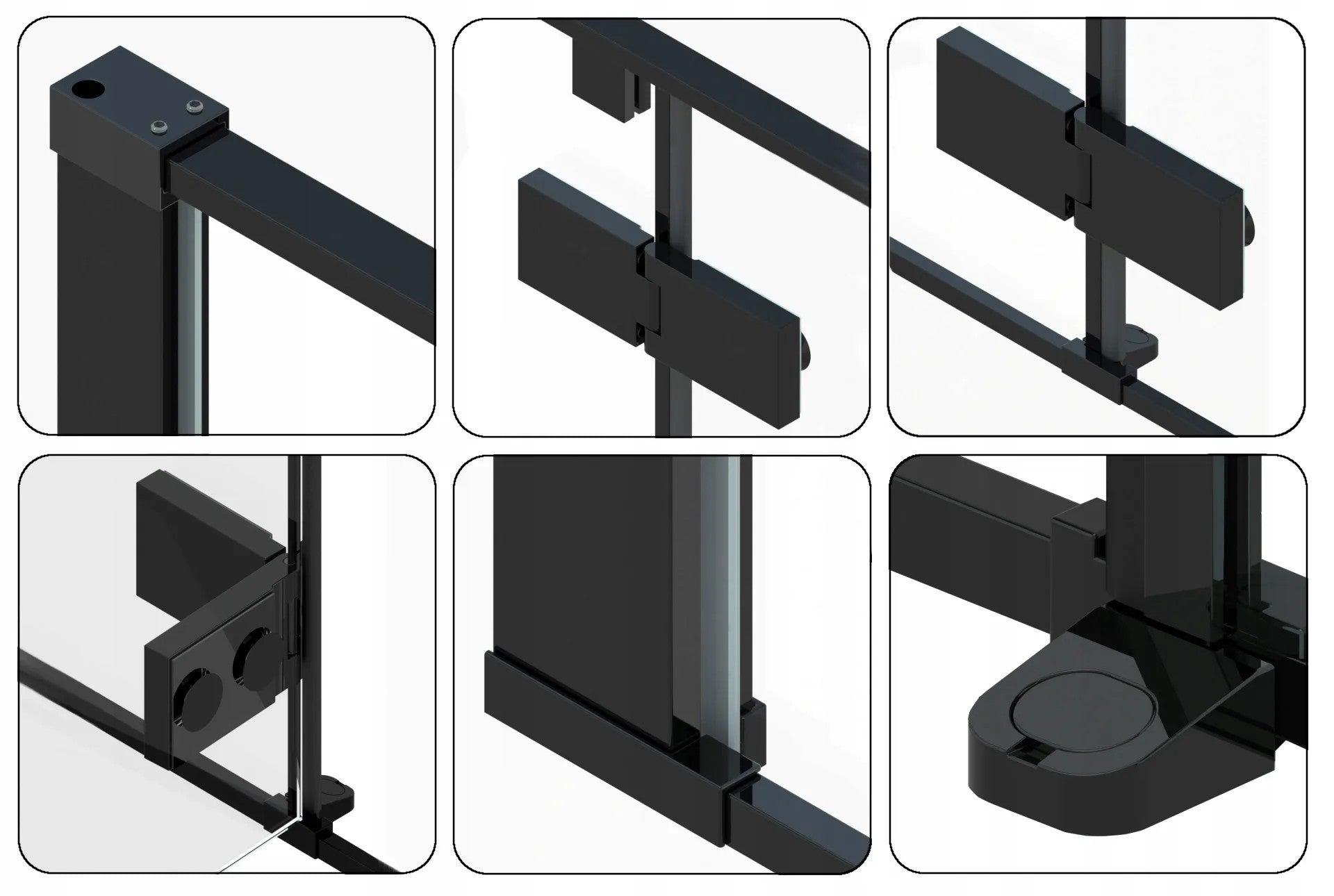 Zuhanykabin Fargo 90x90 Black Mat Zuhanytálca Nélkül 4