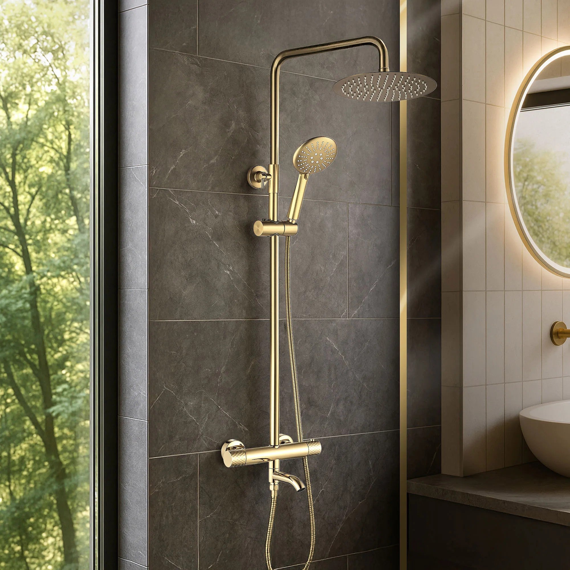 Termosztátos Zuhanyszett Lungo Diamond Gold 4