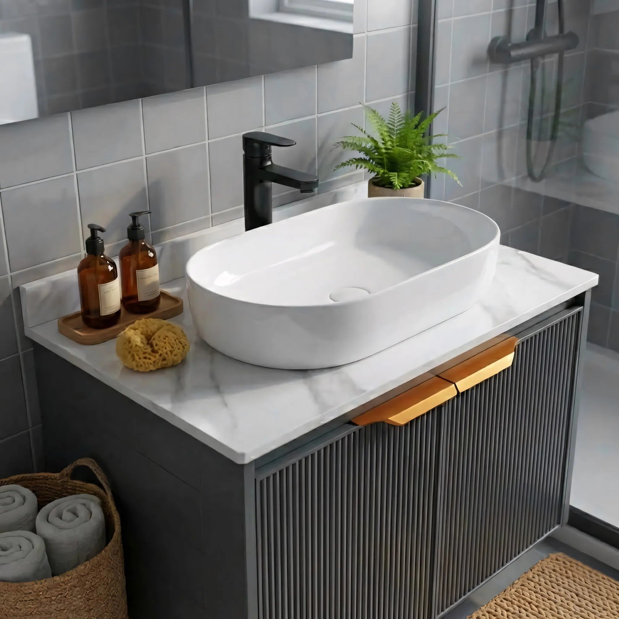 Fürdőszobabútor Szett Pulttal Marti 60cm Grey 4