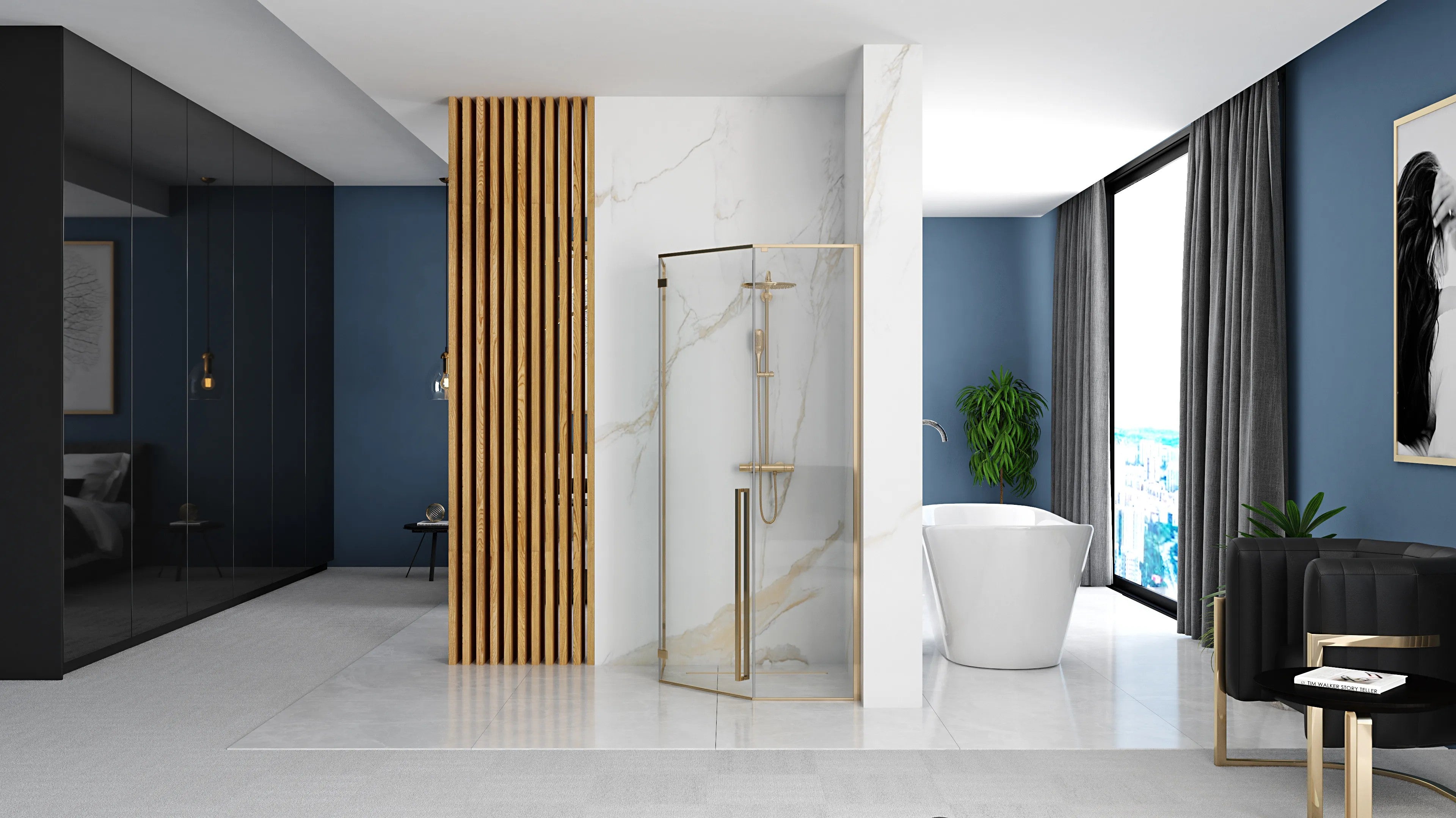 Zuhanykabin DIAMOND GOLD 90x90 Zuhanytálca Nélkül 4