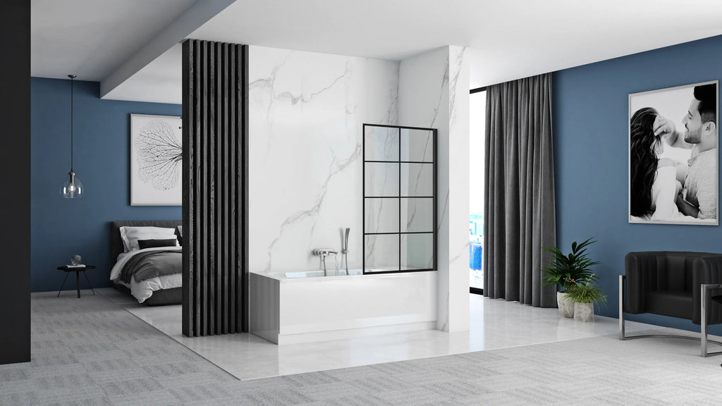 Fürdőkádparaván Rea Lagos-1 Fix Fekete 80 Cm 4