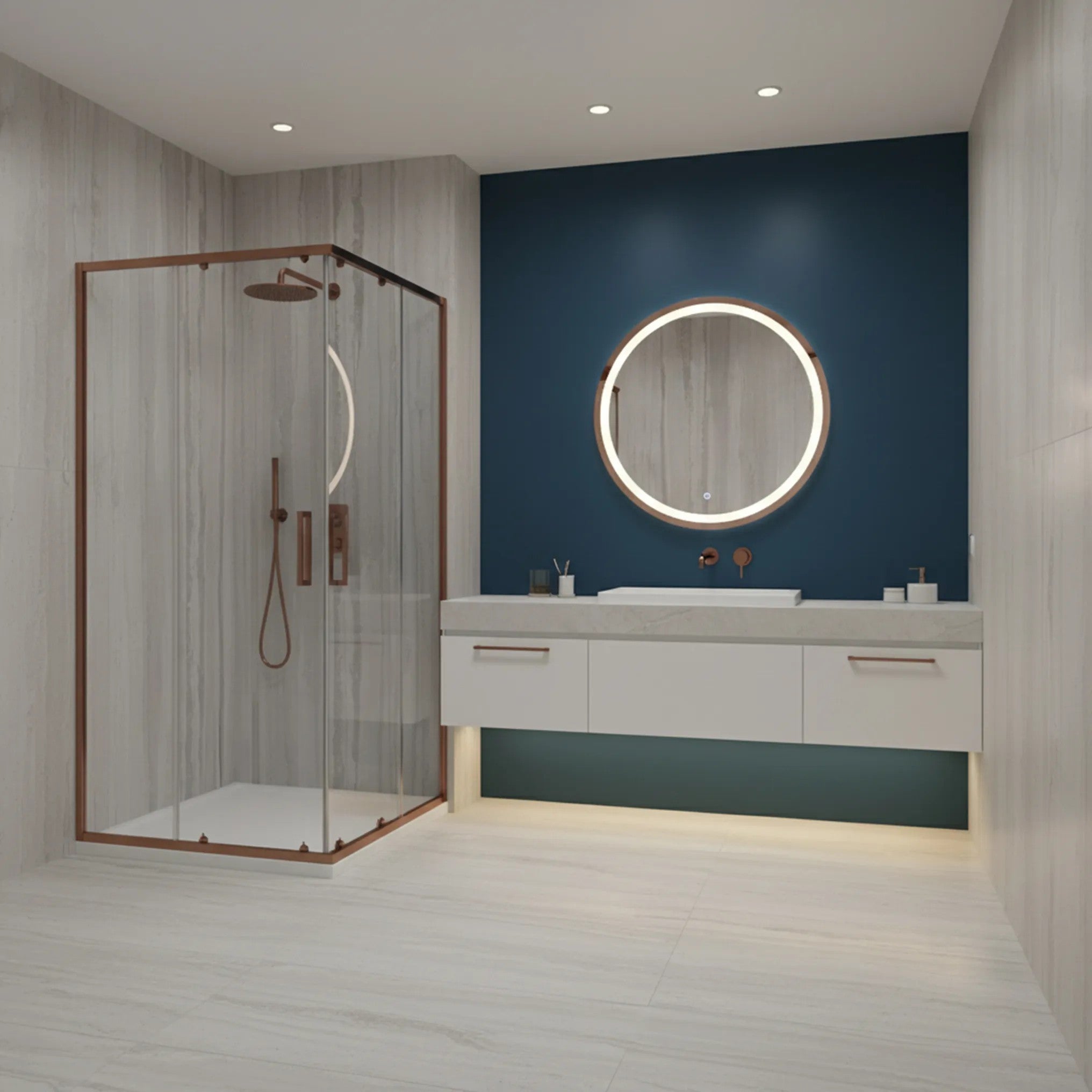 Zuhanykabin Rea City 80x100 Brush Copper Fehér Savoy Zuhanytálcával 4