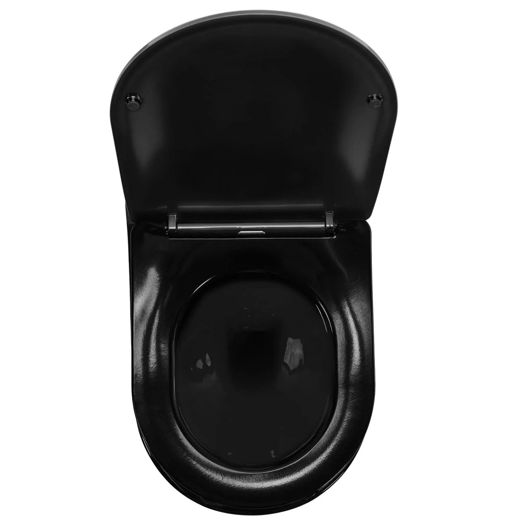 Felfüggesztett WC-csésze Rea CARLO Mini Rimless Duroplast Flat Black Gold Edge 4