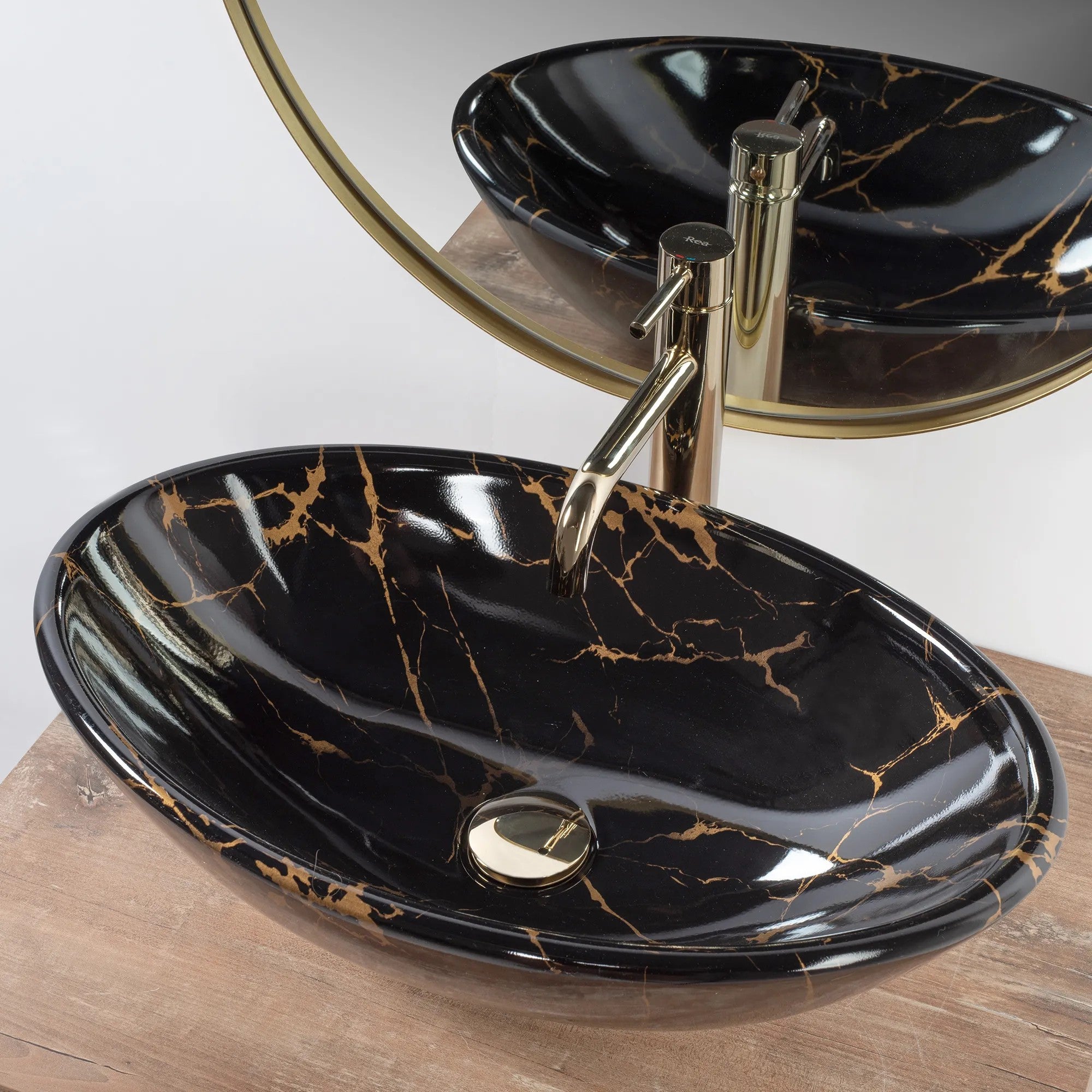 Pultos Mosdó Rea Pamela Black Marble Shiny 4