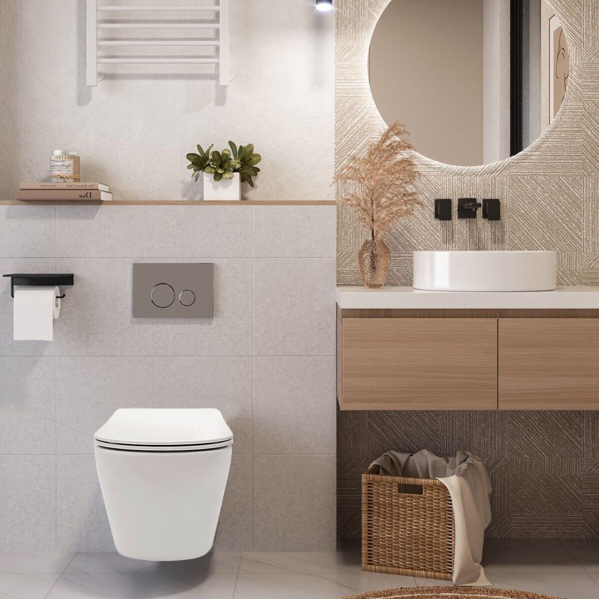 Wc Csésze Wc Carlo Flat Mini Rimless + Bidé Carlo Mini 9