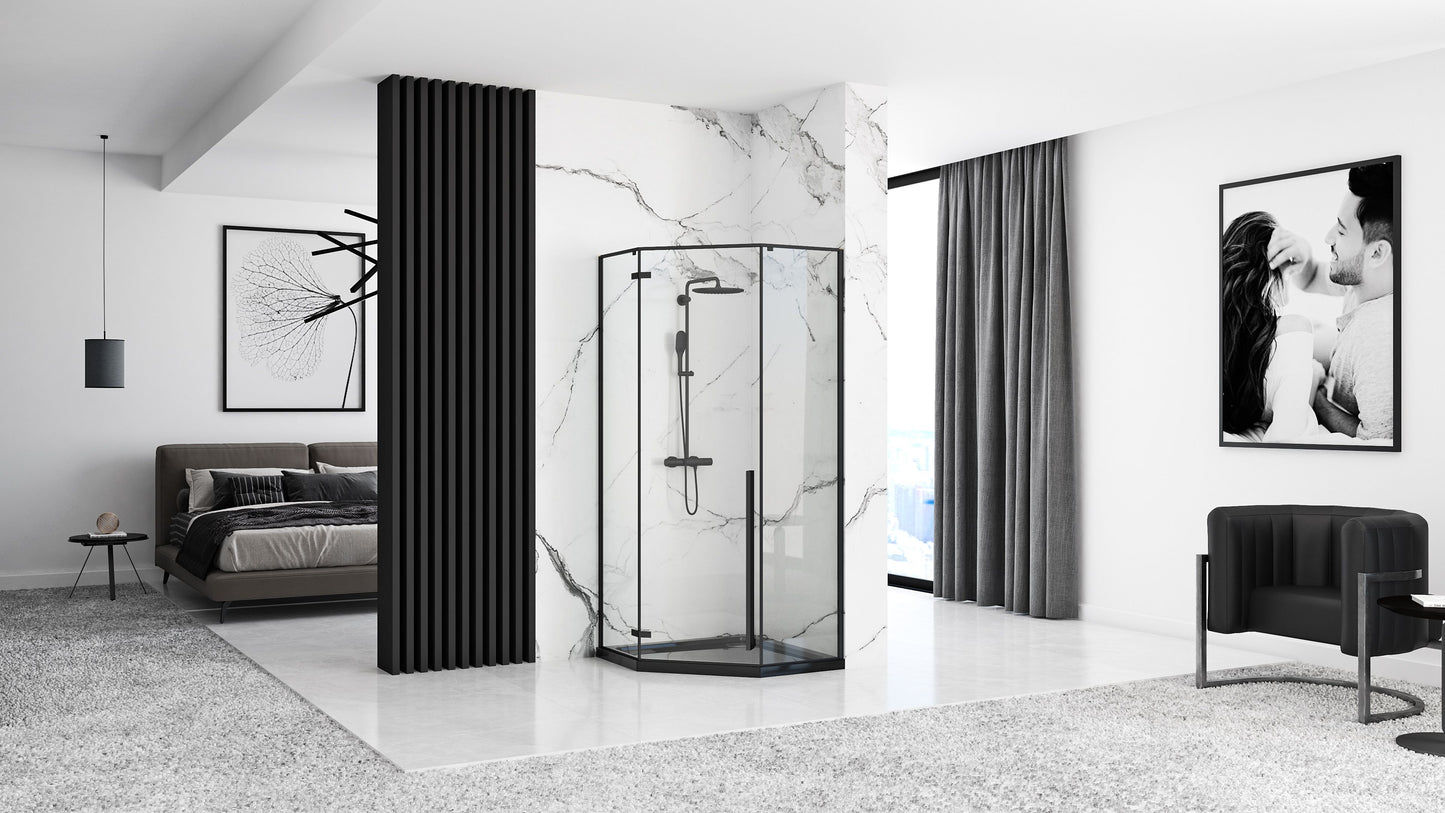 Zuhanytálca Diamond Black 90x90 8