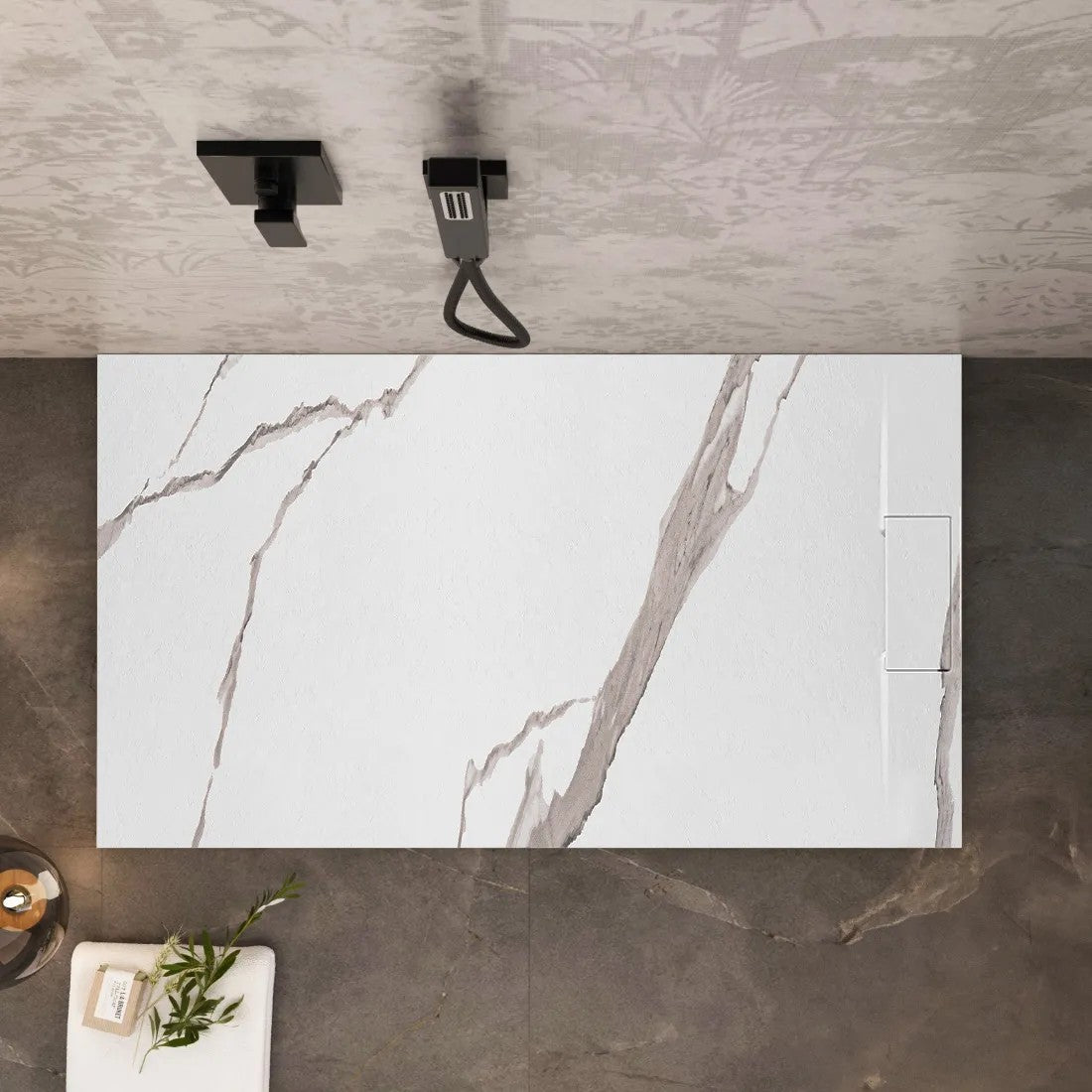 Zuhanytálca Bazalt CARRARA WHITE 80x100 5