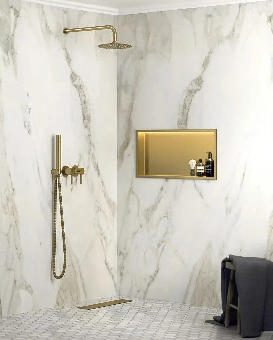 Süllyesztett Fürdőszobai Polc LED 30x60 Brush Gold 5