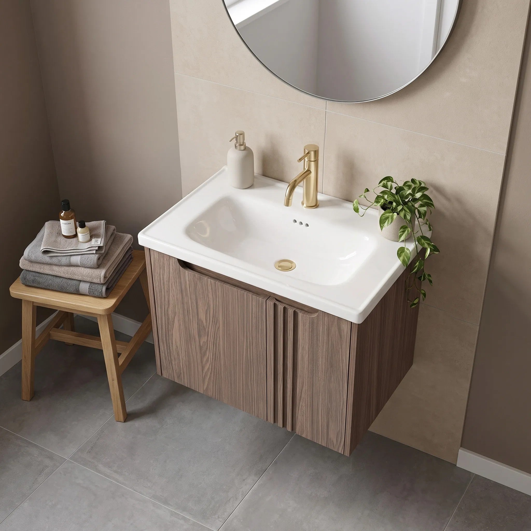 Fürdőszobaszekrény Mosdókagylóval Rea DB86-60L-1 Dark 60cm 5