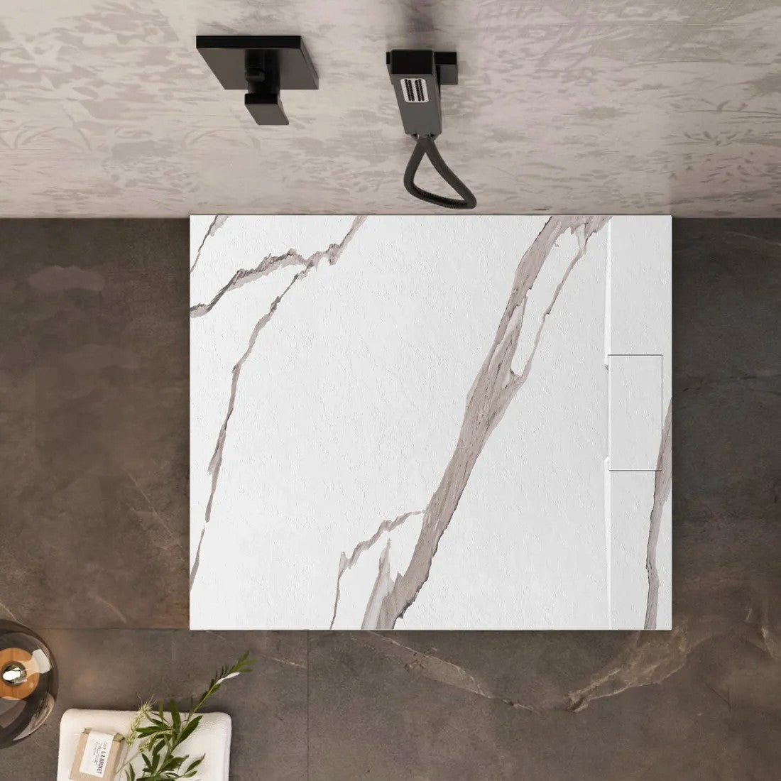 Zuhanytálca Bazalt CARRARA WHITE 90x90 5