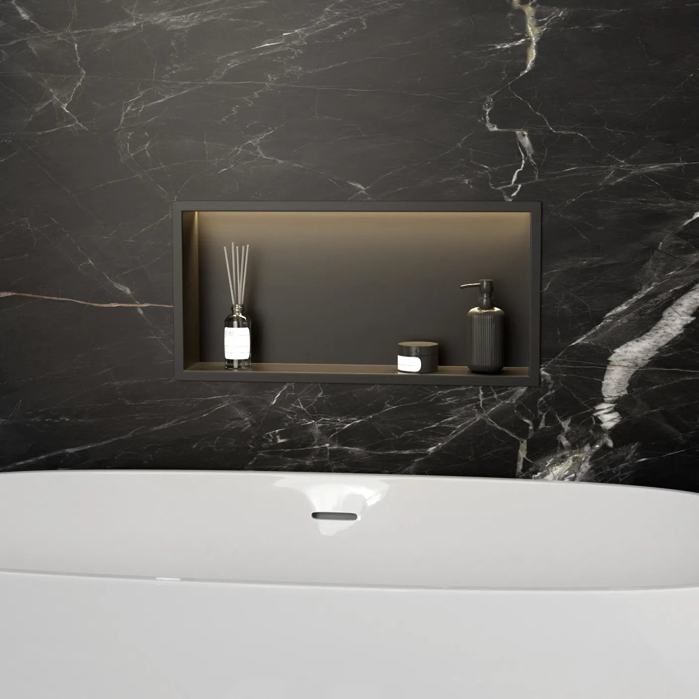 Süllyesztett Fürdőszobai Polc LED 30x60 Black 5