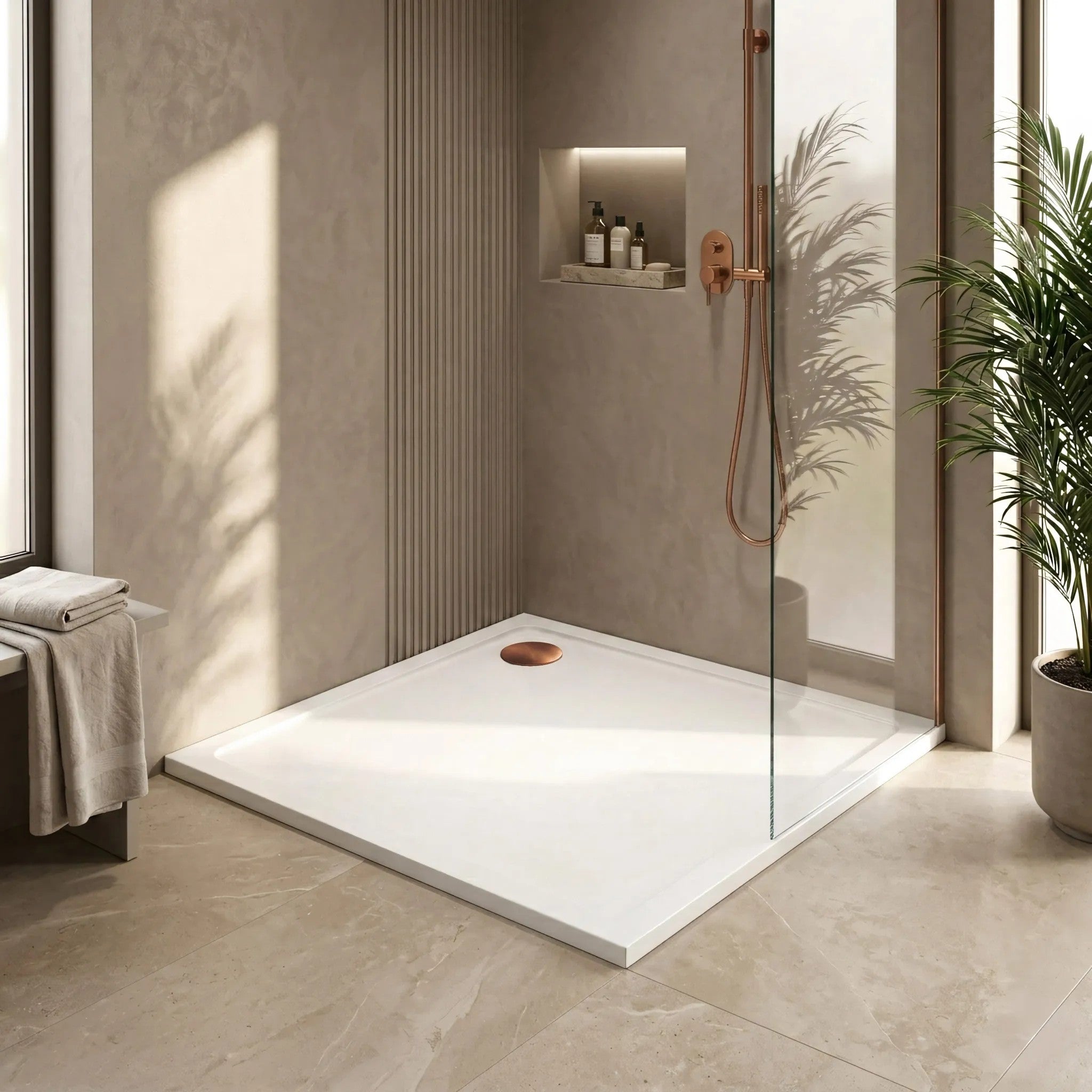 Zuhanytálca Savoy White 90x90 Szálcsiszolt Arany Fedél 5