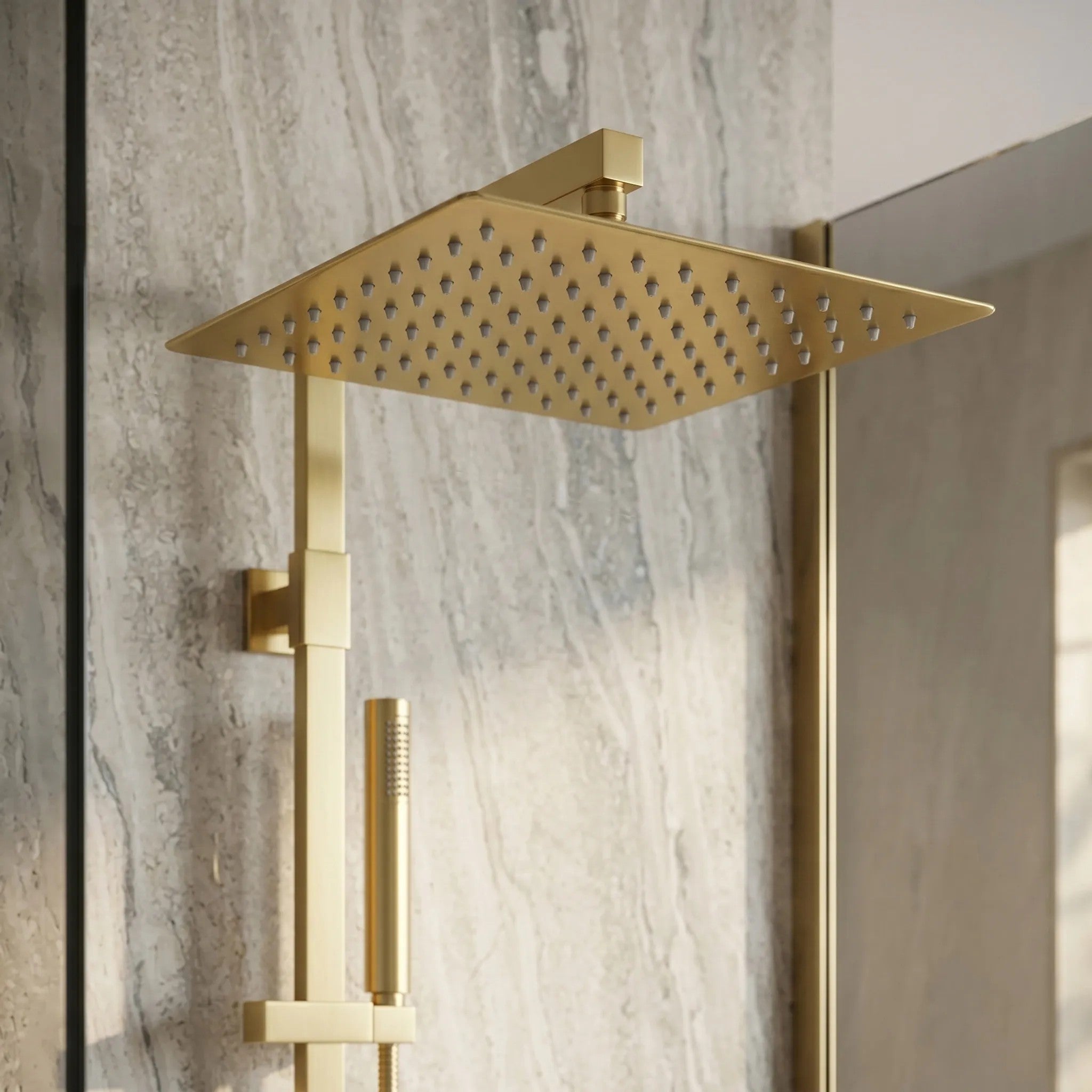 Négyzet Alakú Zuhanyfej REA JS-P015BG 30cm Brush Gold 5