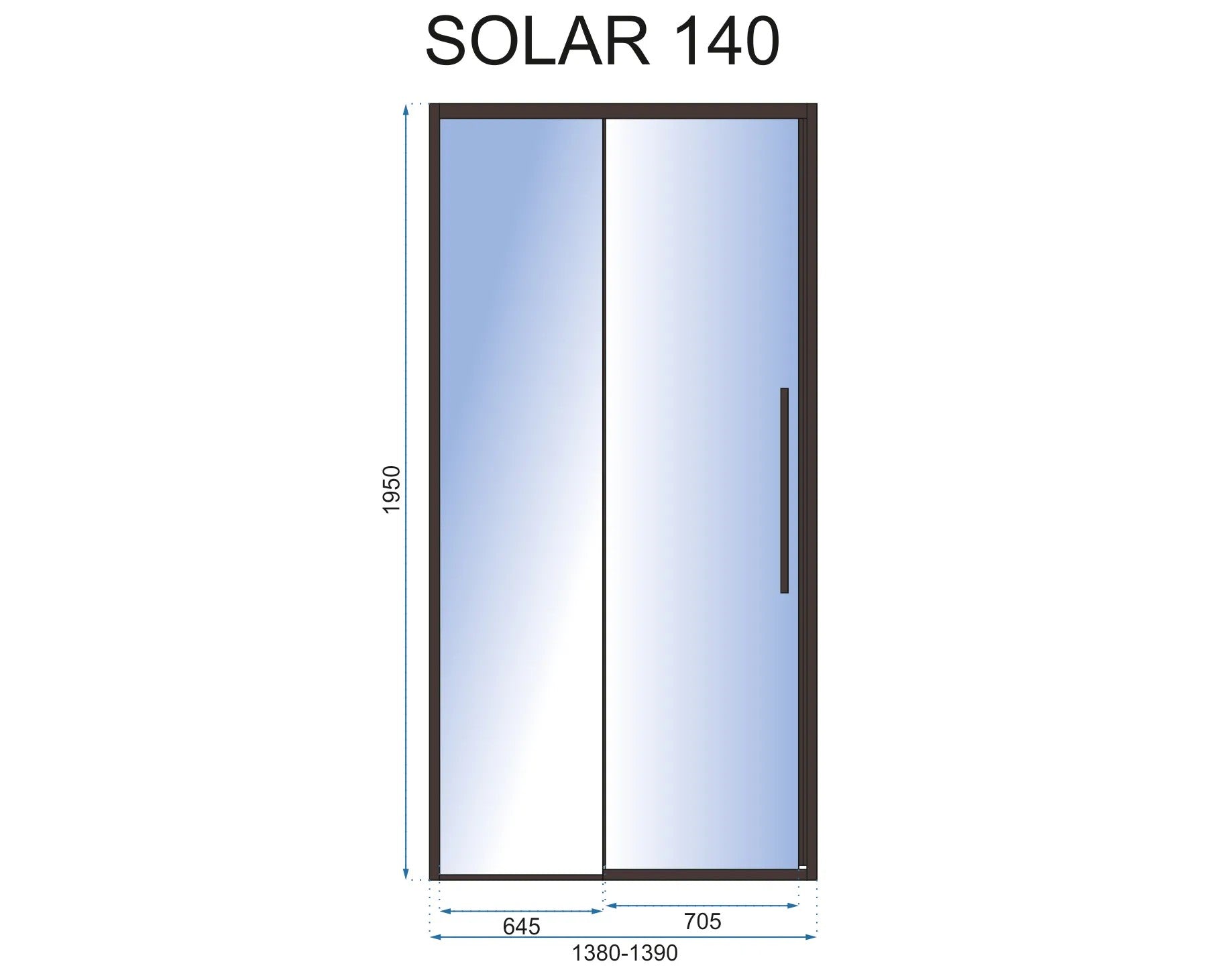 Zuhanyajtó SOLAR Black MAT 140 5