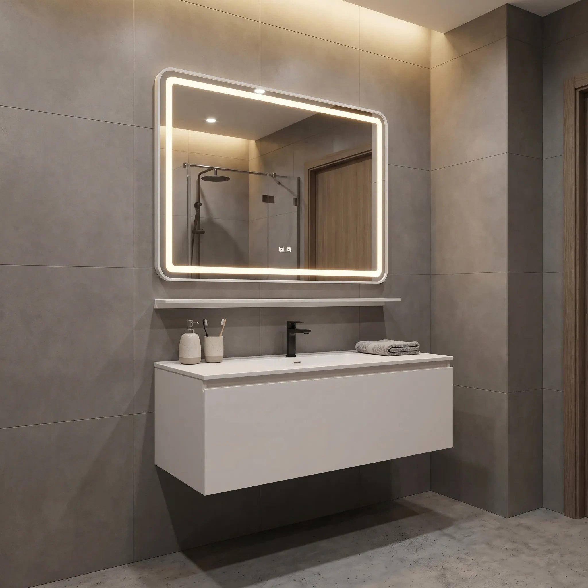 LED Fali Tükör Polccal 80x60 Cm L-8060 5