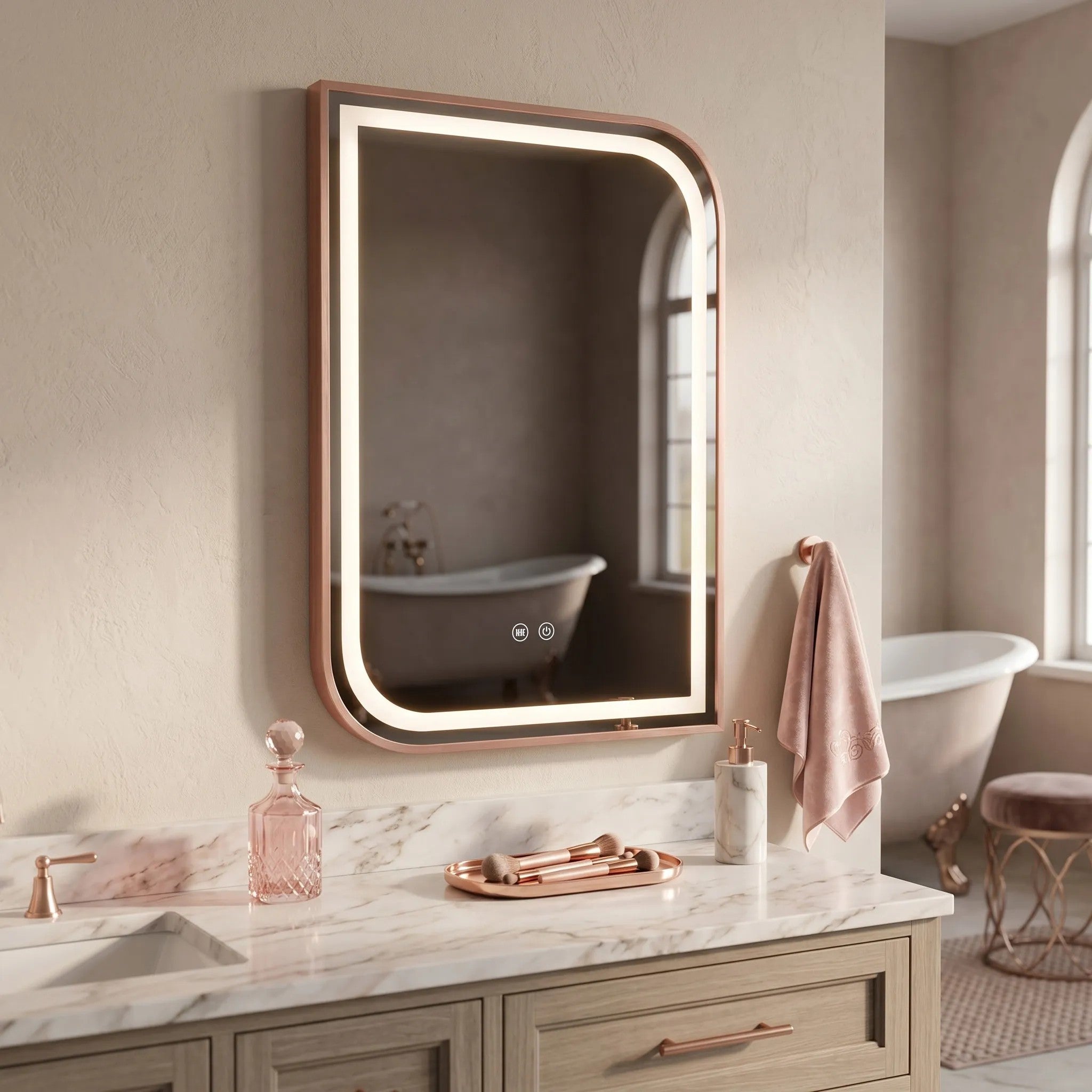 LED Tükör ZONE 70x50 BRUSH ROSE GOLD 5